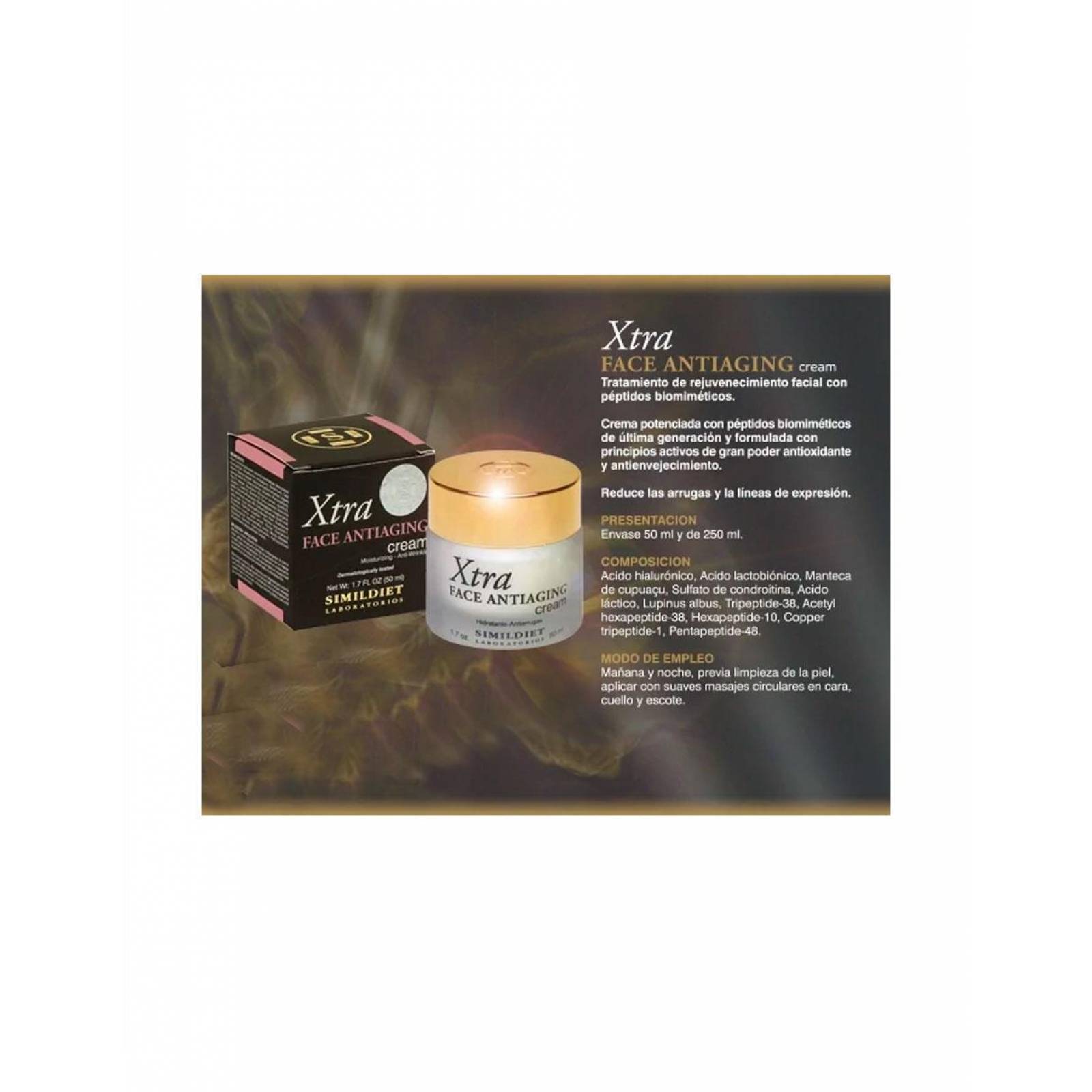 Crema antienvejecimiento Simildiet Laboratorios Xtra Face Antiaging 1.7oz (50ml)