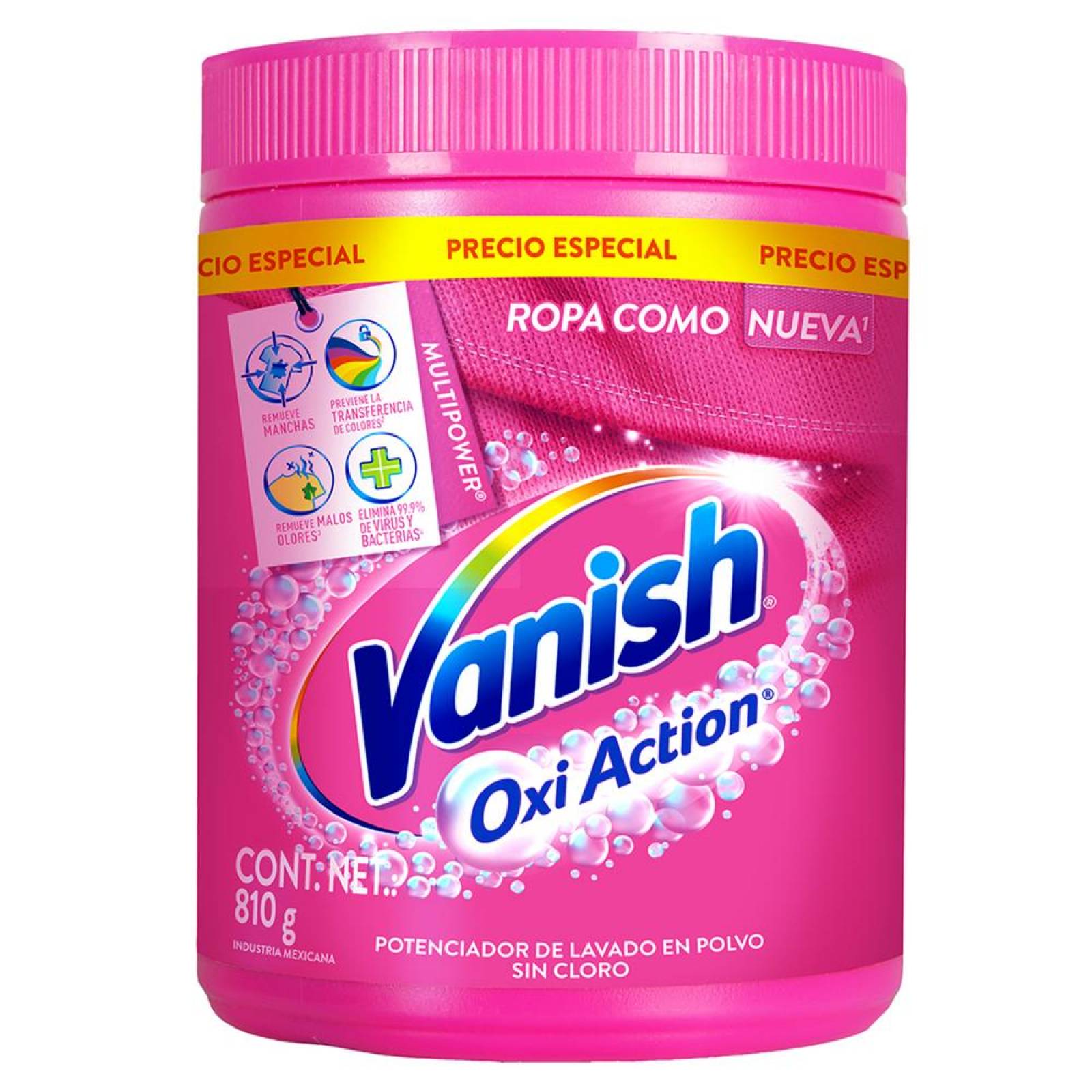 Quitamanchas en Polvo Vanish Oxi Action Rosa Multipower 810g 