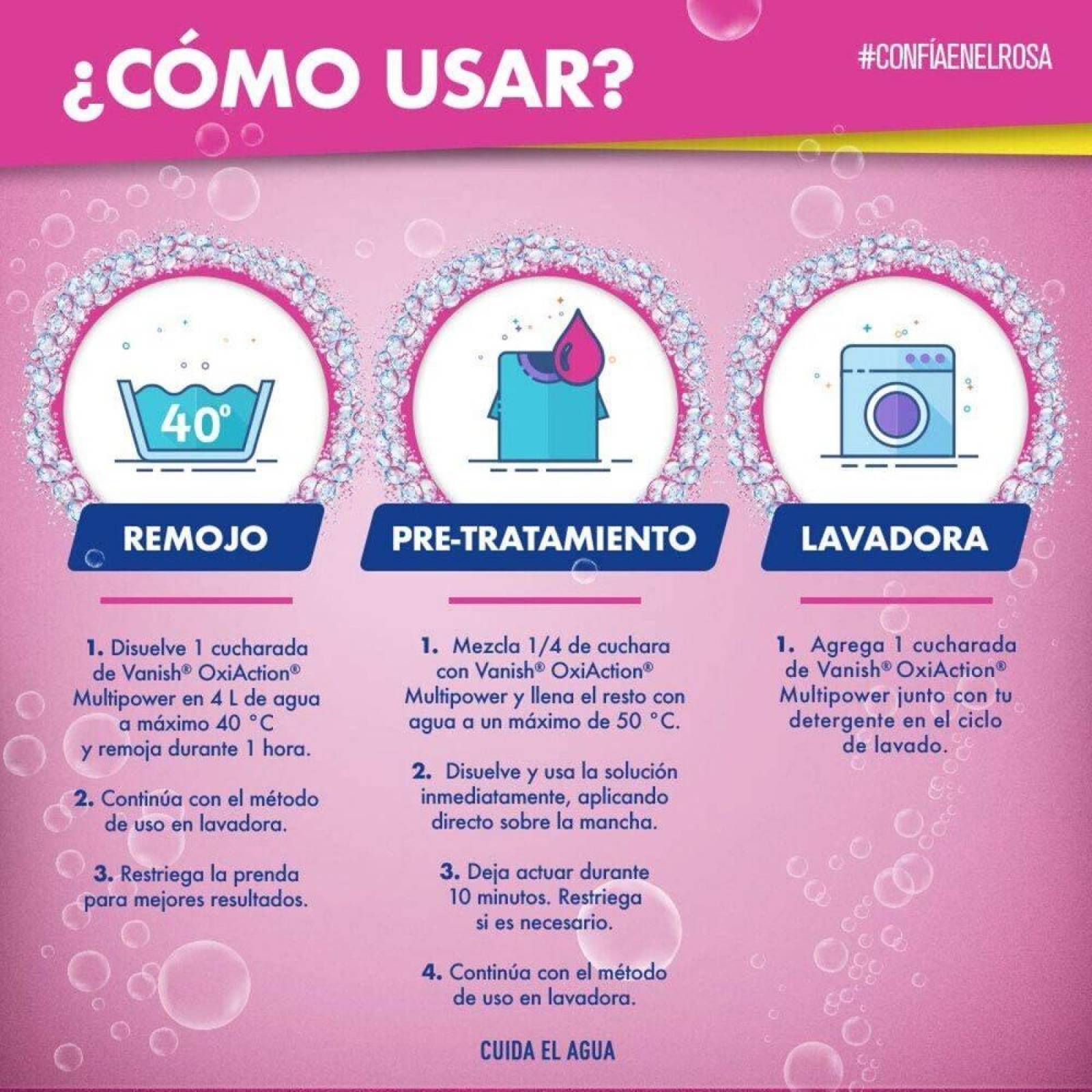 Quitamanchas en Polvo Vanish Oxi Action Rosa Multipower 810g 