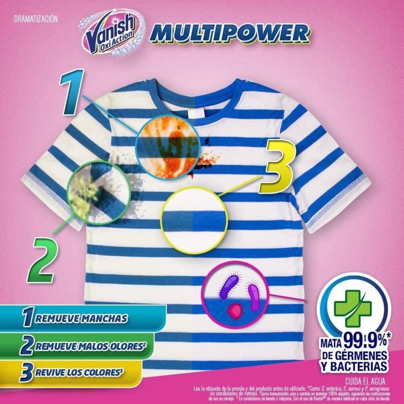 Quitamanchas en Polvo Vanish Oxi Action Rosa Multipower 810g 