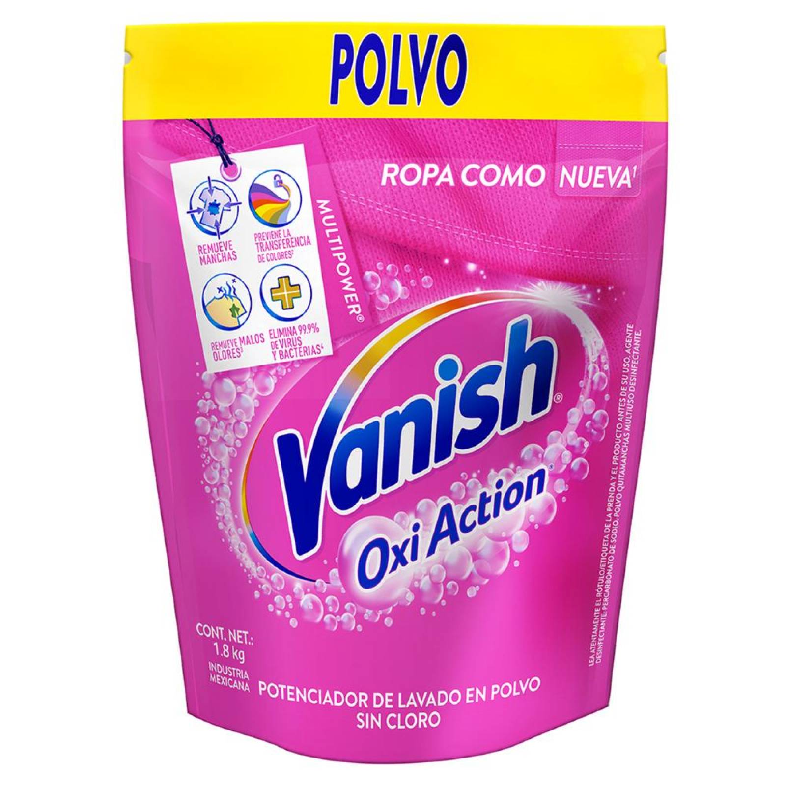 Quitamanchas en Polvo Vanish Oxi Action Rosa 1.8 Kg