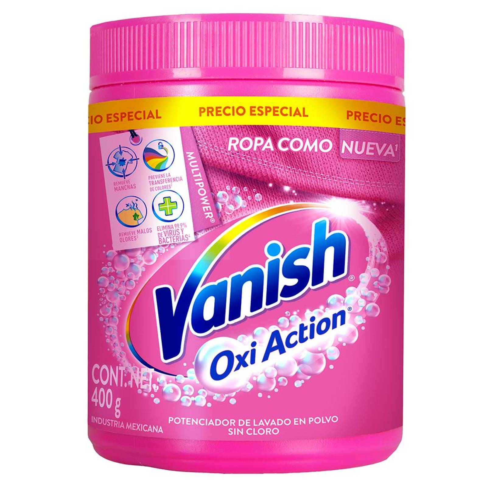 Quitamanchas en Polvo Vanish Oxi Action Rosa Multipower 400g 