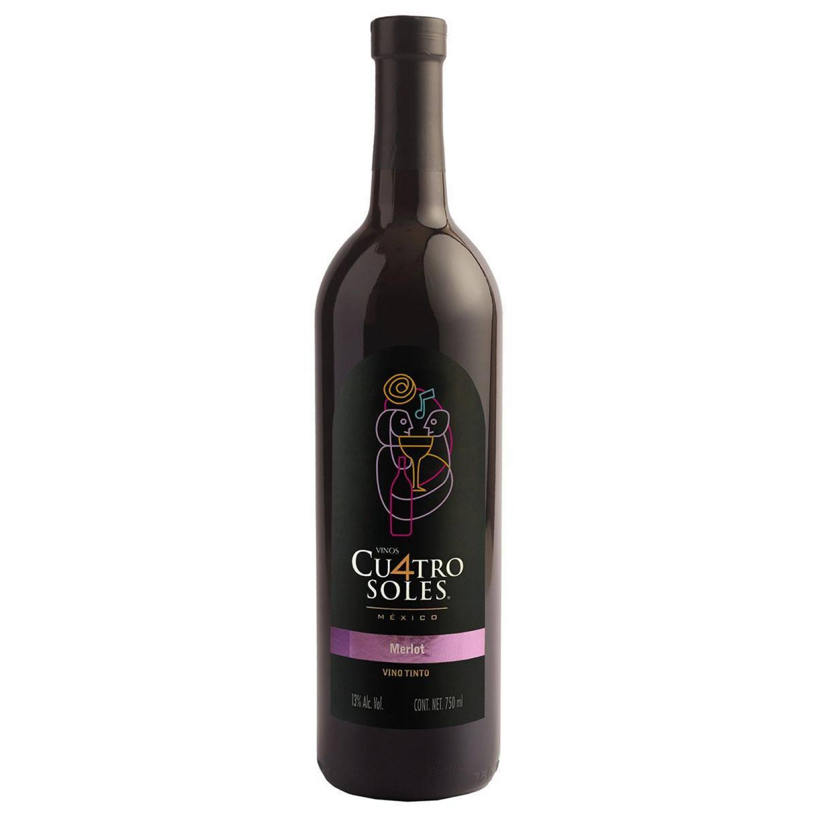 Pack de 2 Vino Tinto Cuatro Soles Merlot 750 ml 