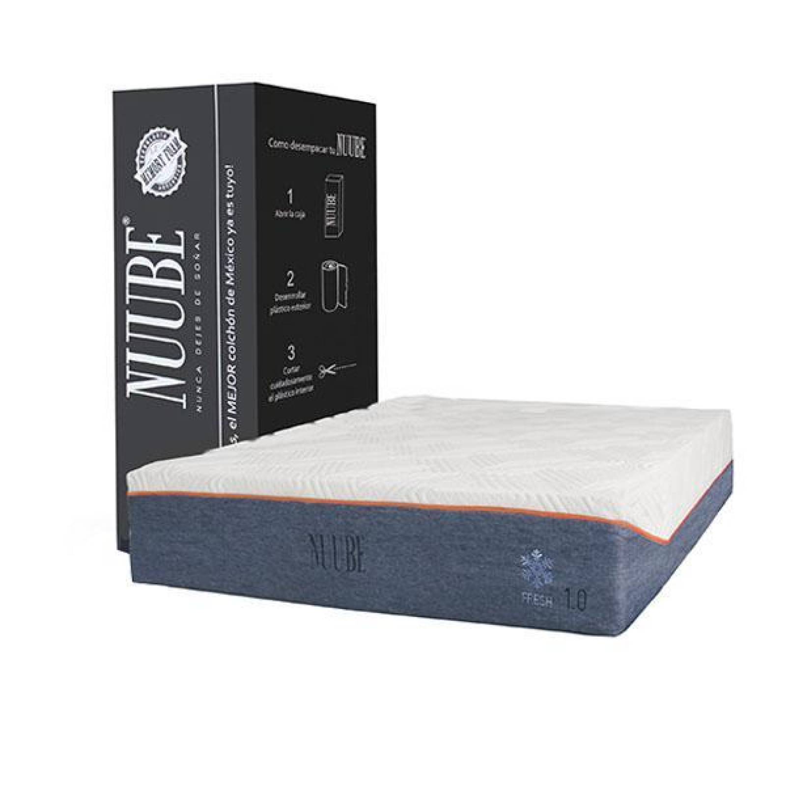 Colchón Memory Foam King Size Nuube 1.0, empacado en caja