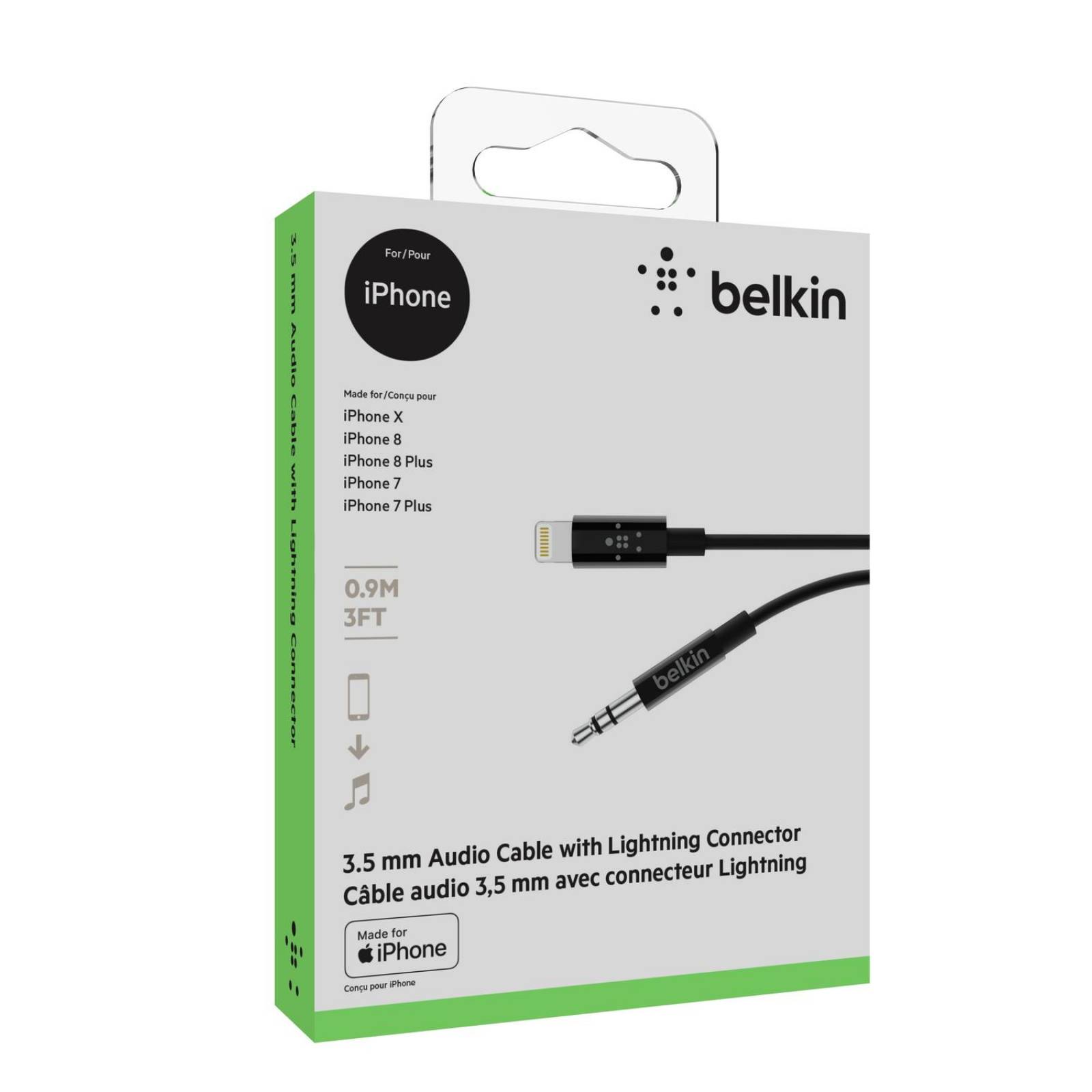 Cable Belkin de audio 3.5 mm con conector a Lightning 