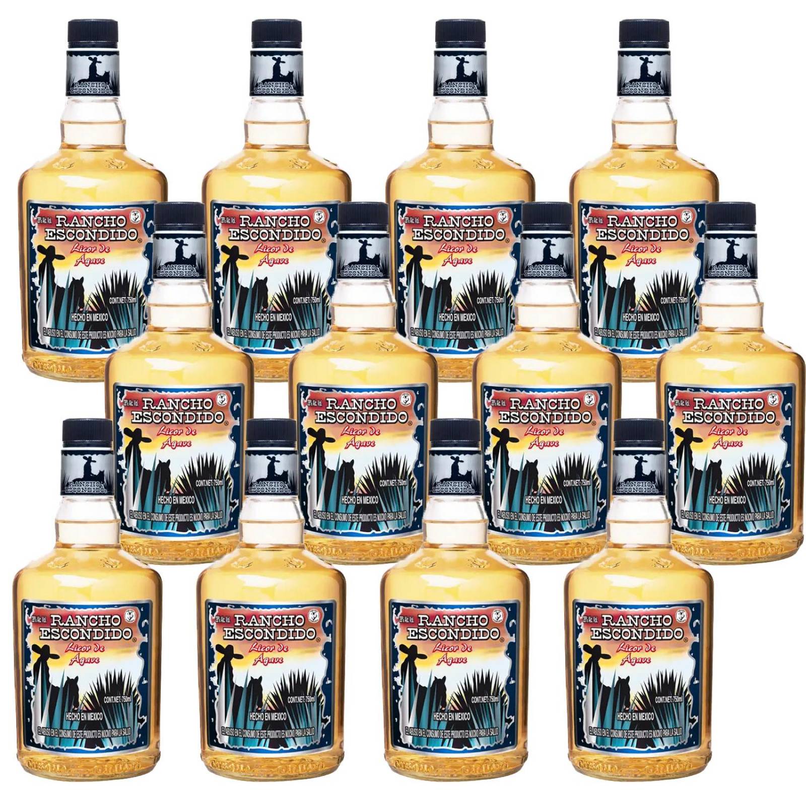 Caja de 12 Destilado de Agave Rancho Escondido 750 ml 