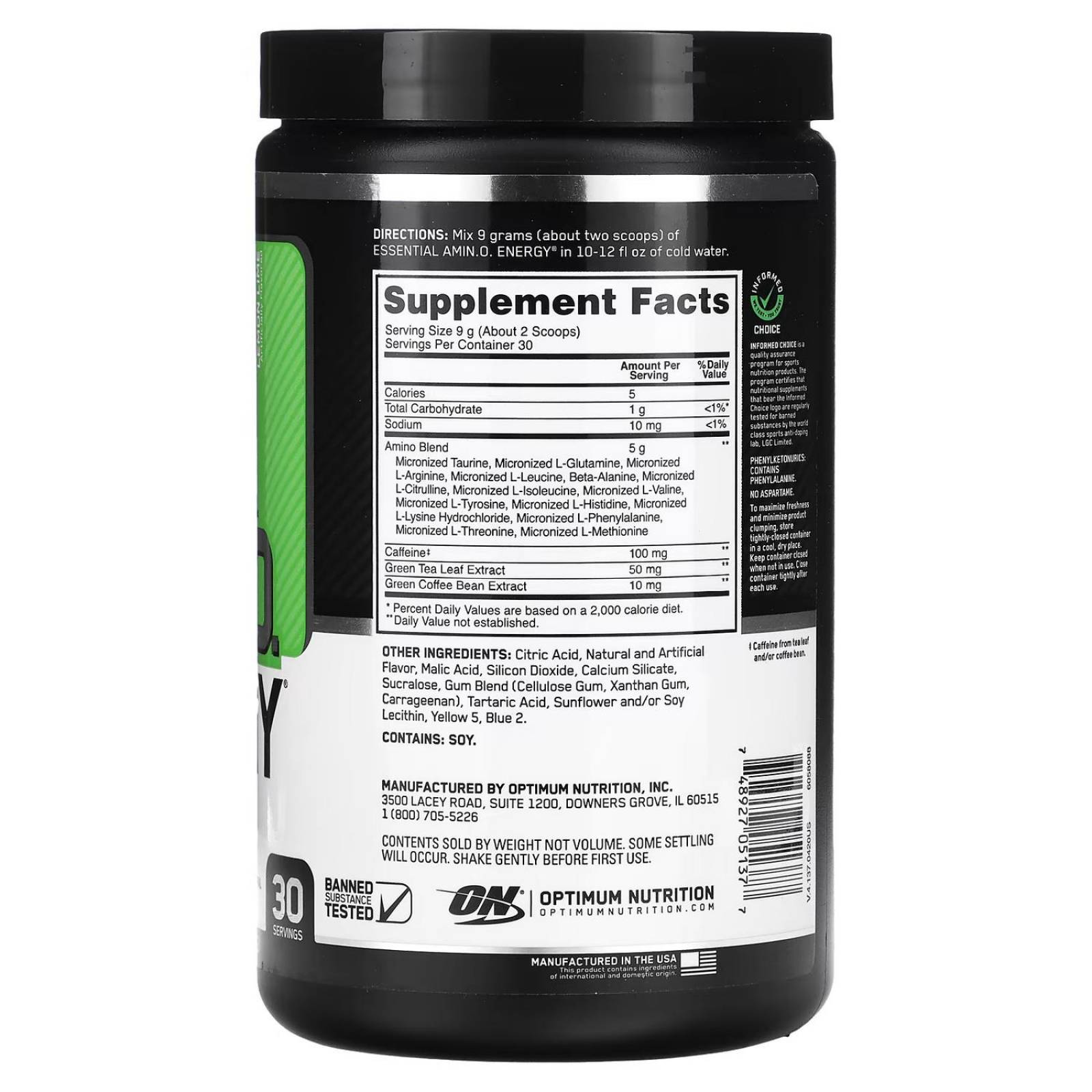 Aminoacidos Optimum Nutrition Amino Energy 30 Servicios 