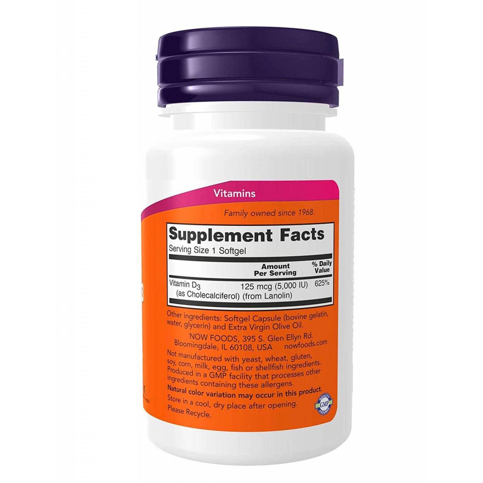 Vitamina d3 Now 5000iu 120 Cápsulas 