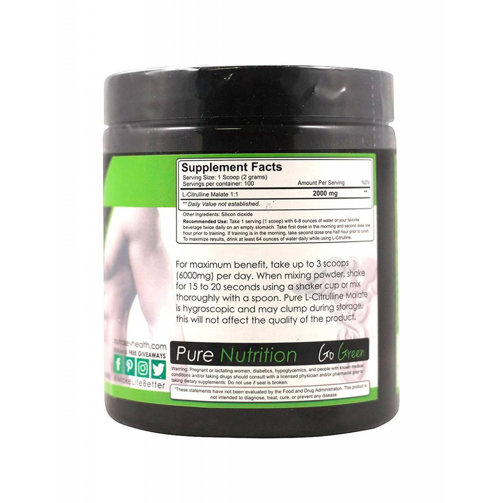 Oxido nitrico Nutrakey Citrulina polvo 200gr (100 servicios)