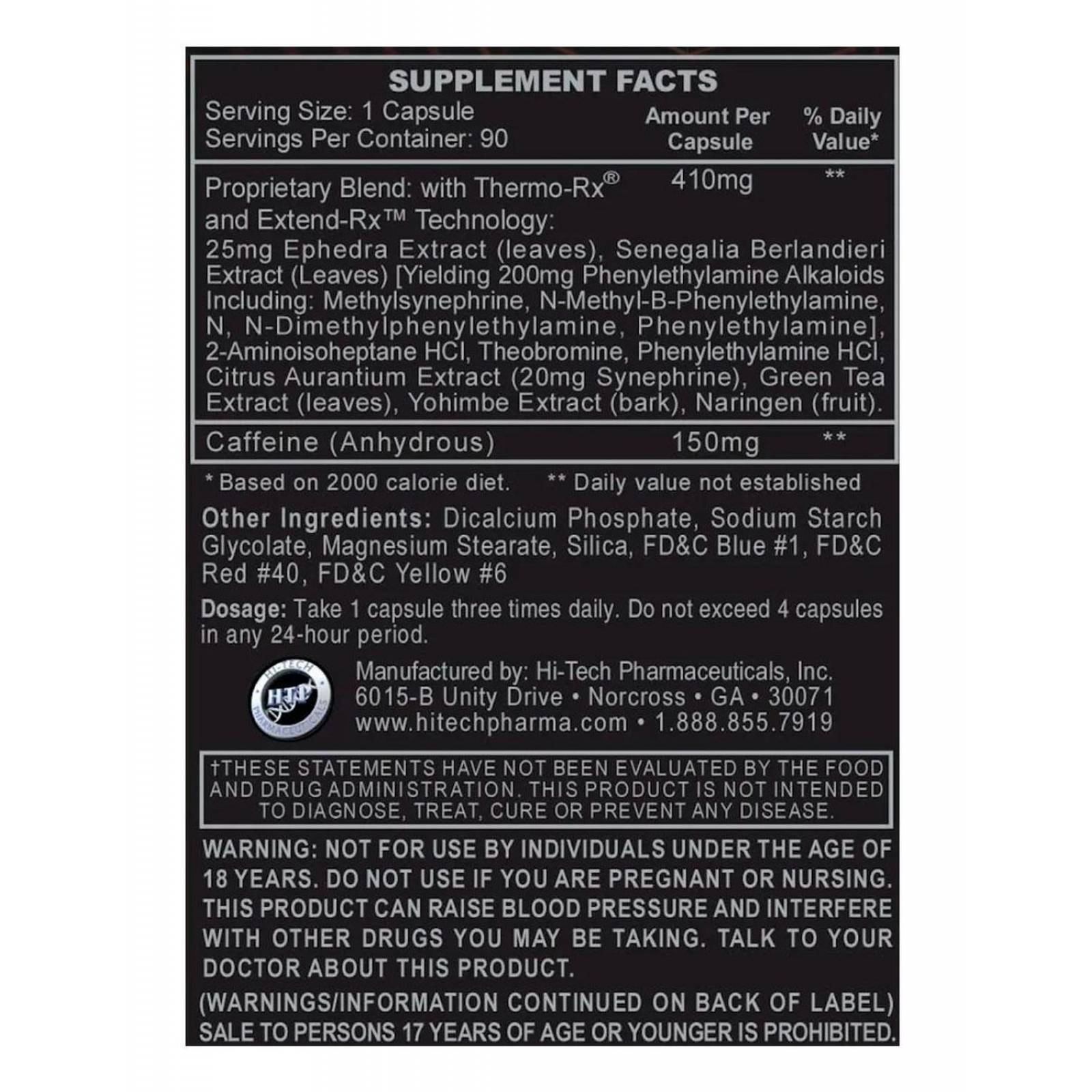 Pre entrenamiento Hi-Tech Black Widow 90 Cápsulas (90 Servicios) 