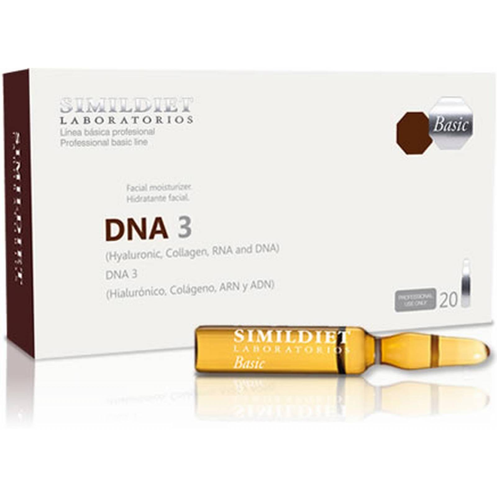 Mesoterapia Simildiet Laboratorios Dna 3 hidratante facial, reafirmante y antienvejecimiento 20 Ampo 
