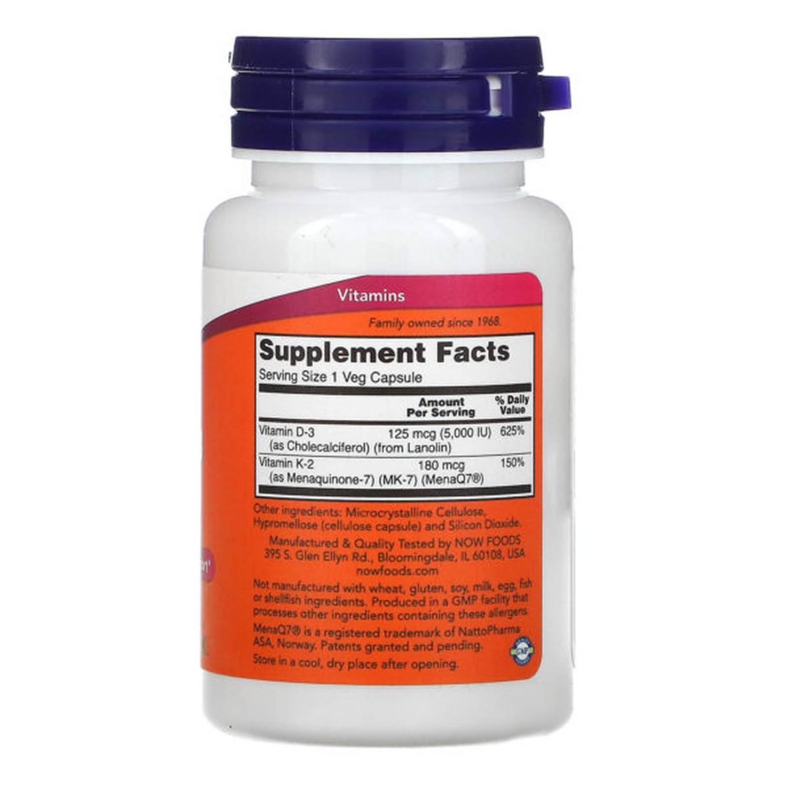 Vitamina d3 y k2 Now Mega D-3 & MK-7 