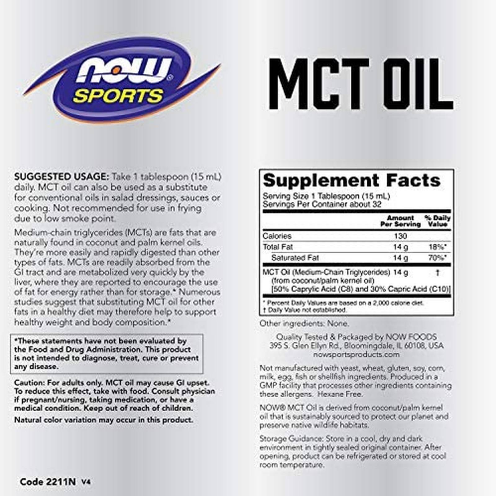 Aceite MCT Now Sports MCT Oil 