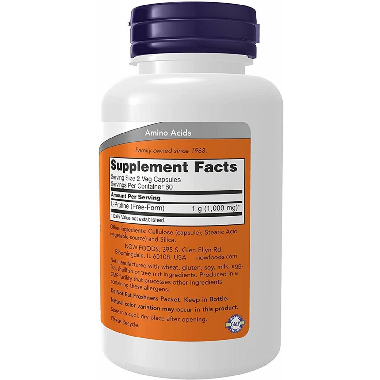 Aminoácidos Now L-Prolina 500mg 120 Cápsulas 