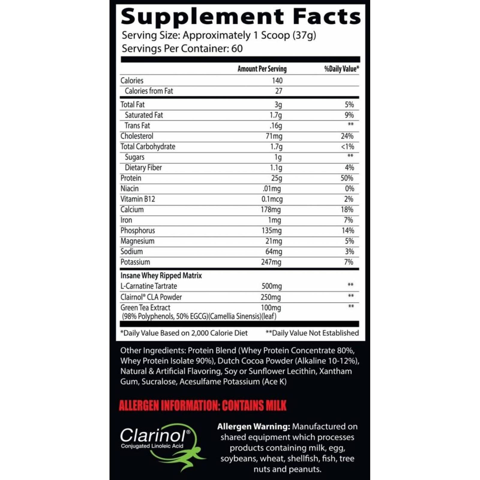 Proteína Insane Labz Insane Whey Ripped 4.9 lb. Proteína con carnitina