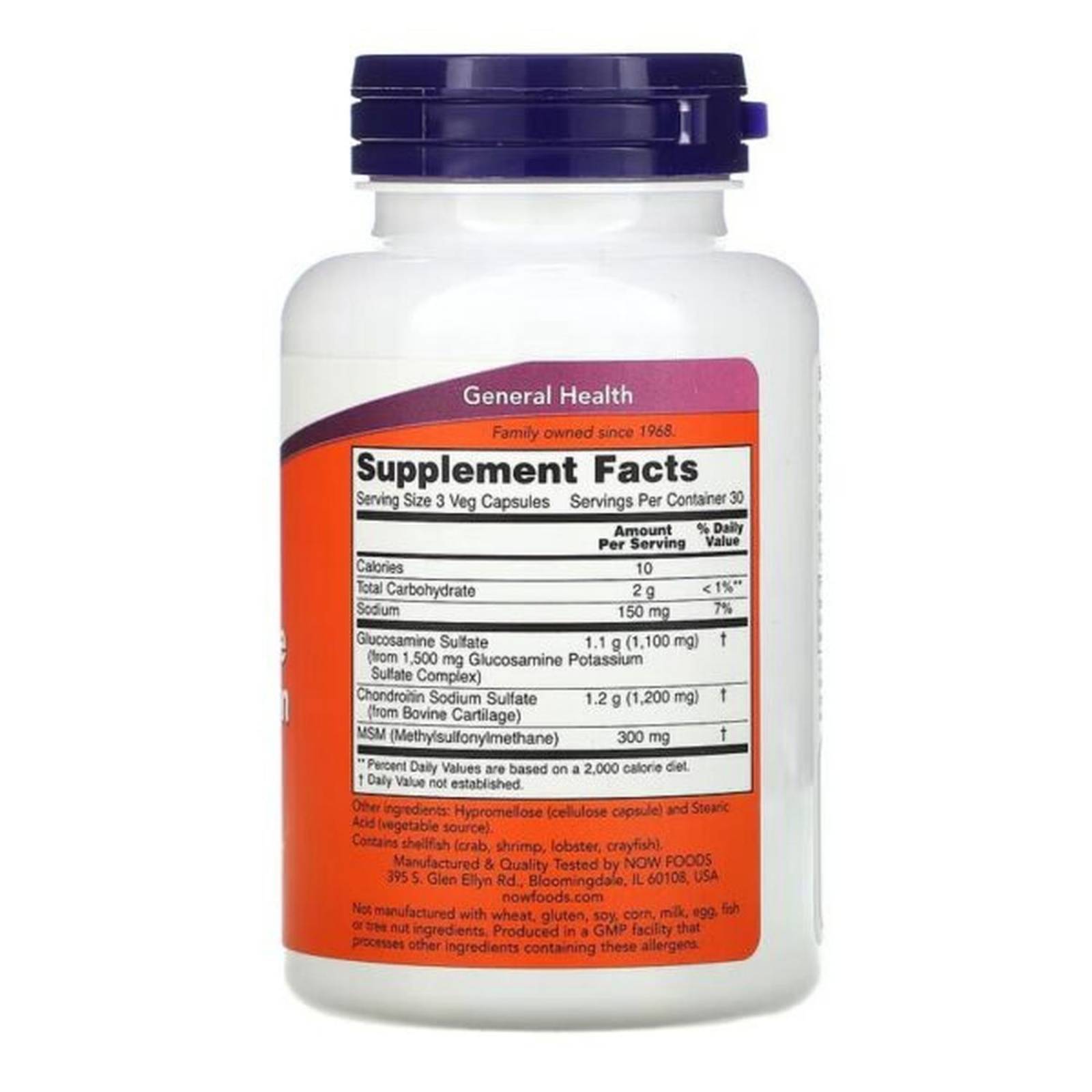 Vitamina Now Glucosamina Condroitina MSM 90 Cápsulas 