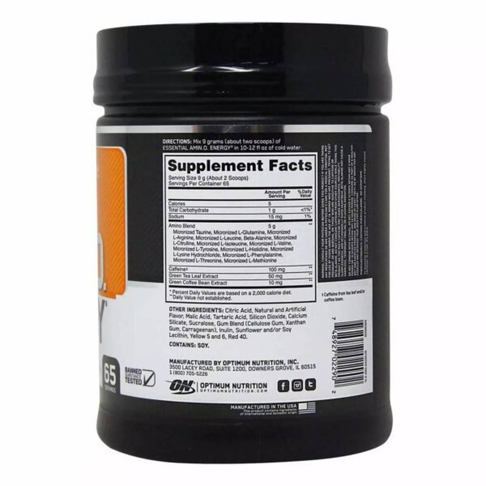 Aminoácidos Bcaas energía Optimum Nutrition Amino Energy 65 servicios 