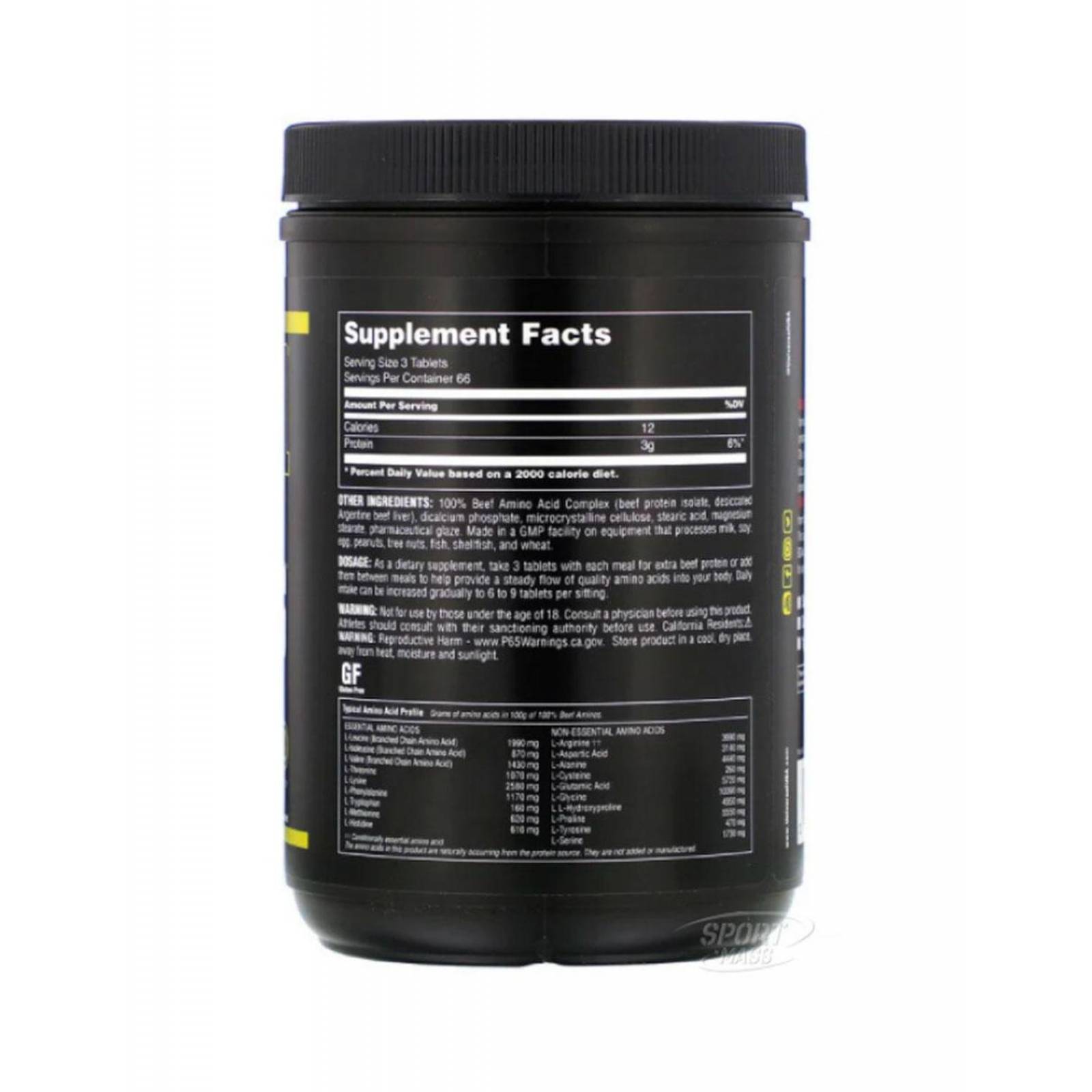 Aminoacidos a base de carne Universal Nutrition 100% Beef Aminos 400 Tabletas 