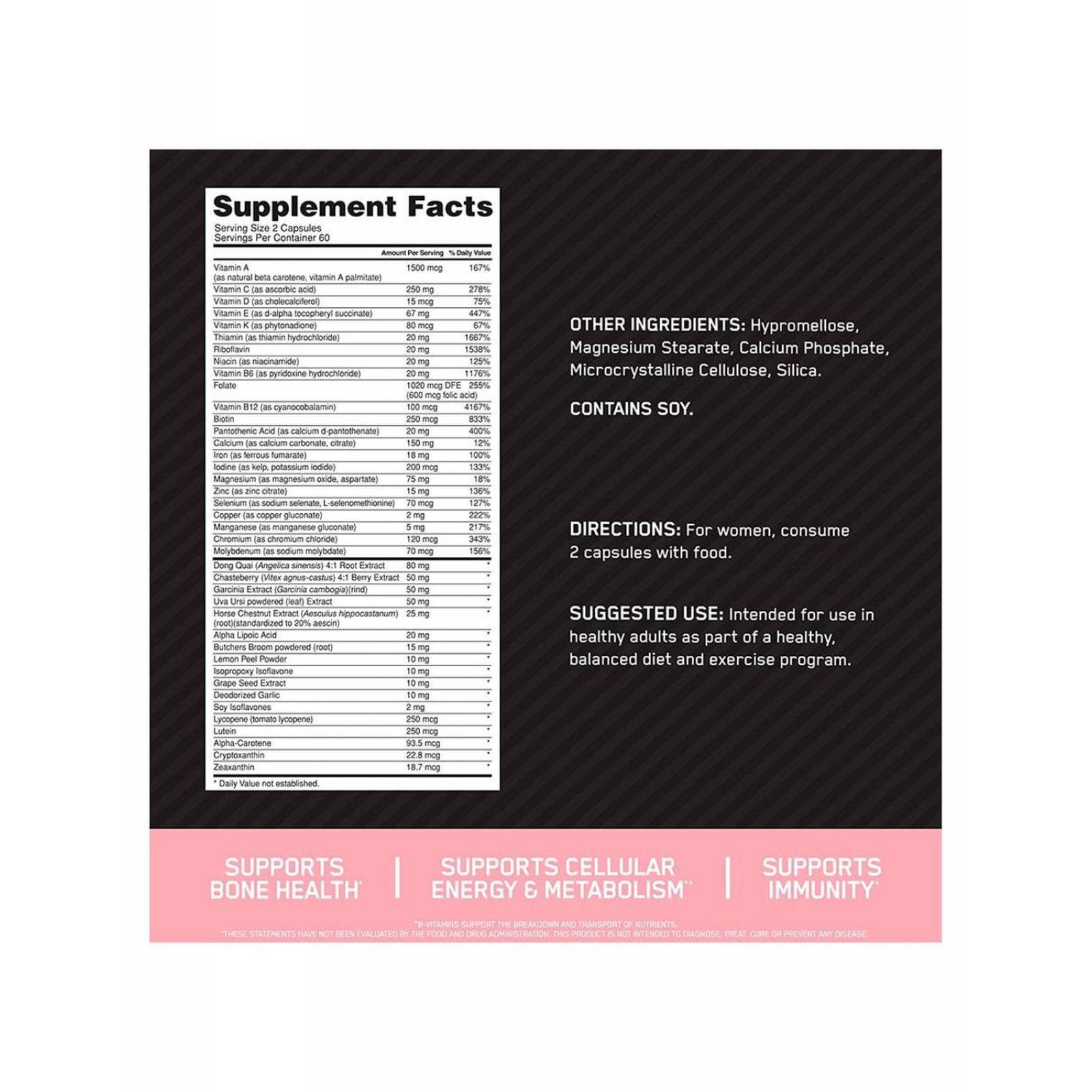 Multivitaminico Optimum Nutrition Opti Women 120 Cápsulas 