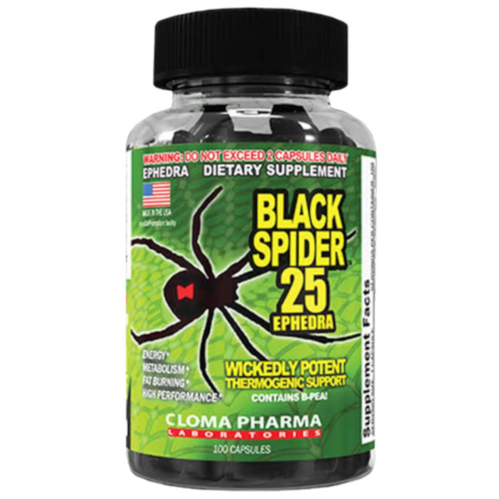 Pre entrenamiento Cloma Pharma Black Spider 100 cápsulas