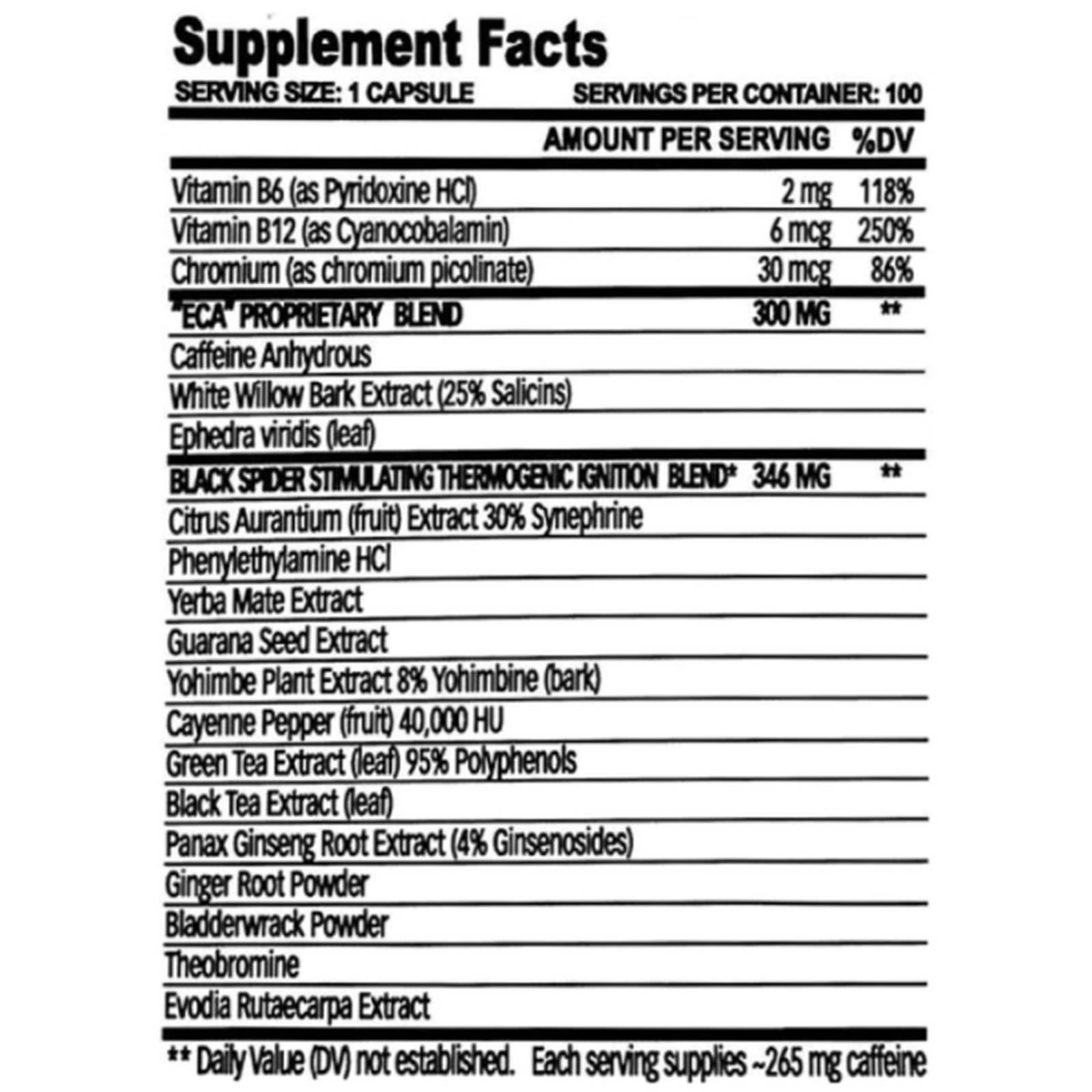 Pre entrenamiento Cloma Pharma Black Spider 100 cápsulas