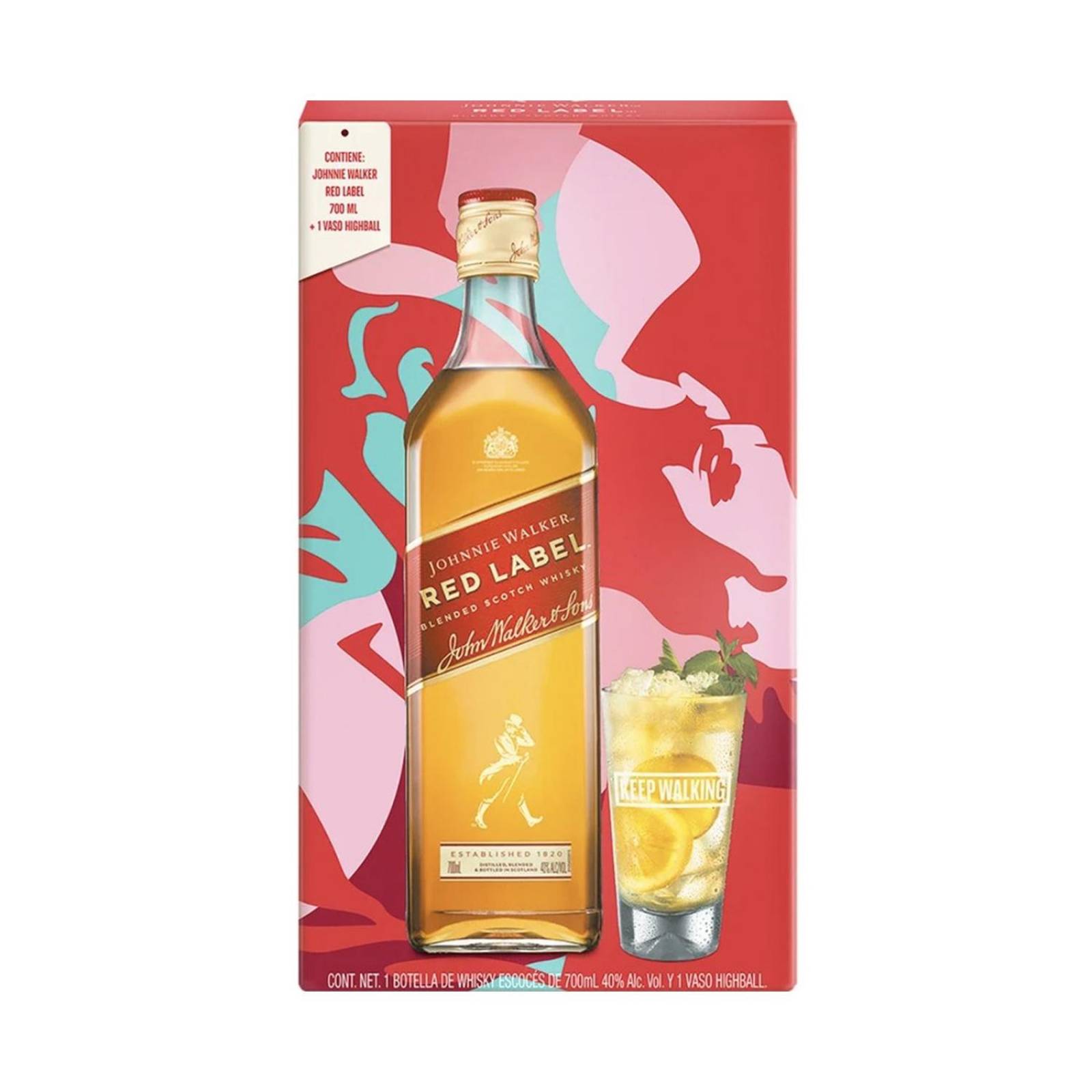 Whisky Johnnie Walker Red Label 700 ml + Vaso Highball 