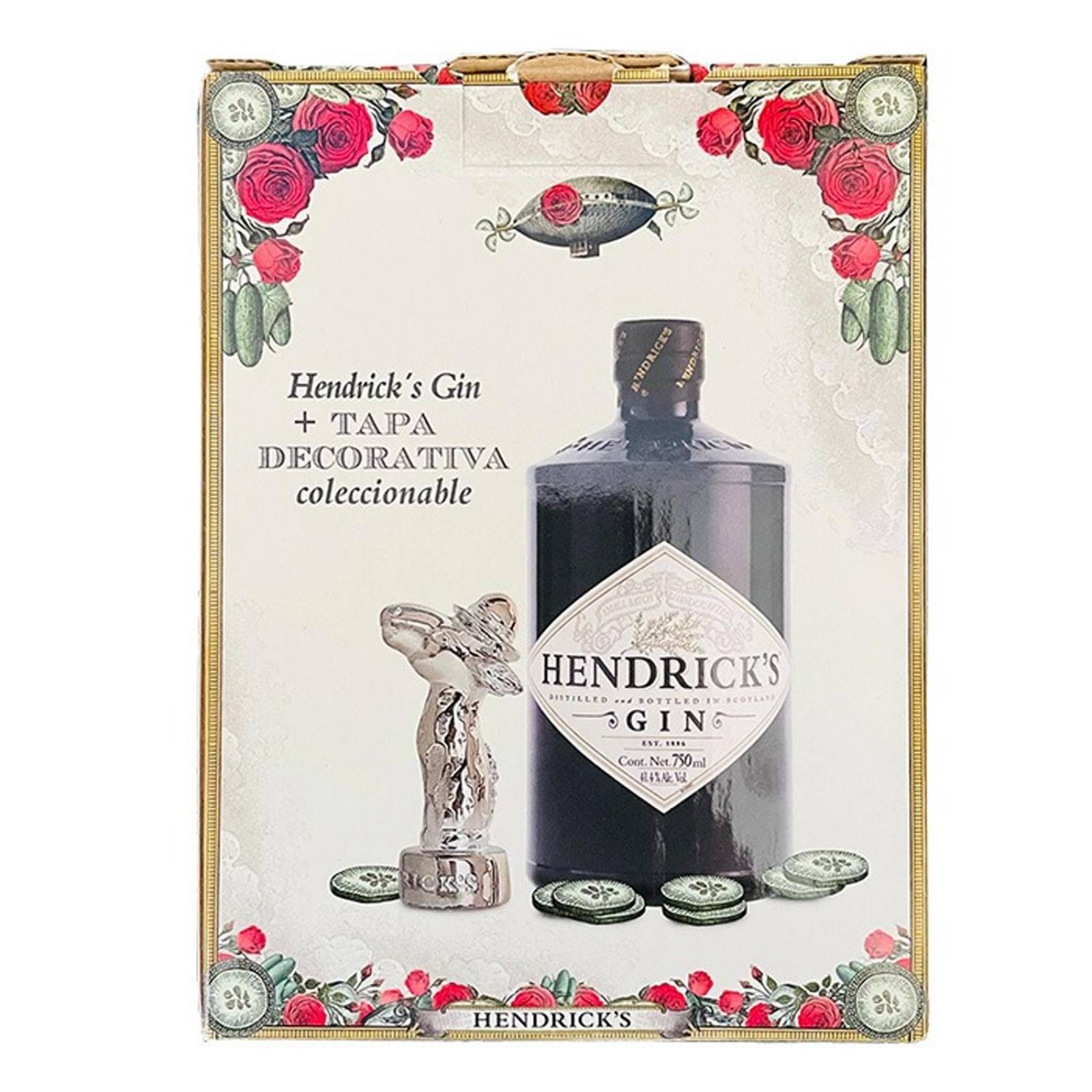 Ginebra Hendrick's 750 ml + Tapa decorativa 
