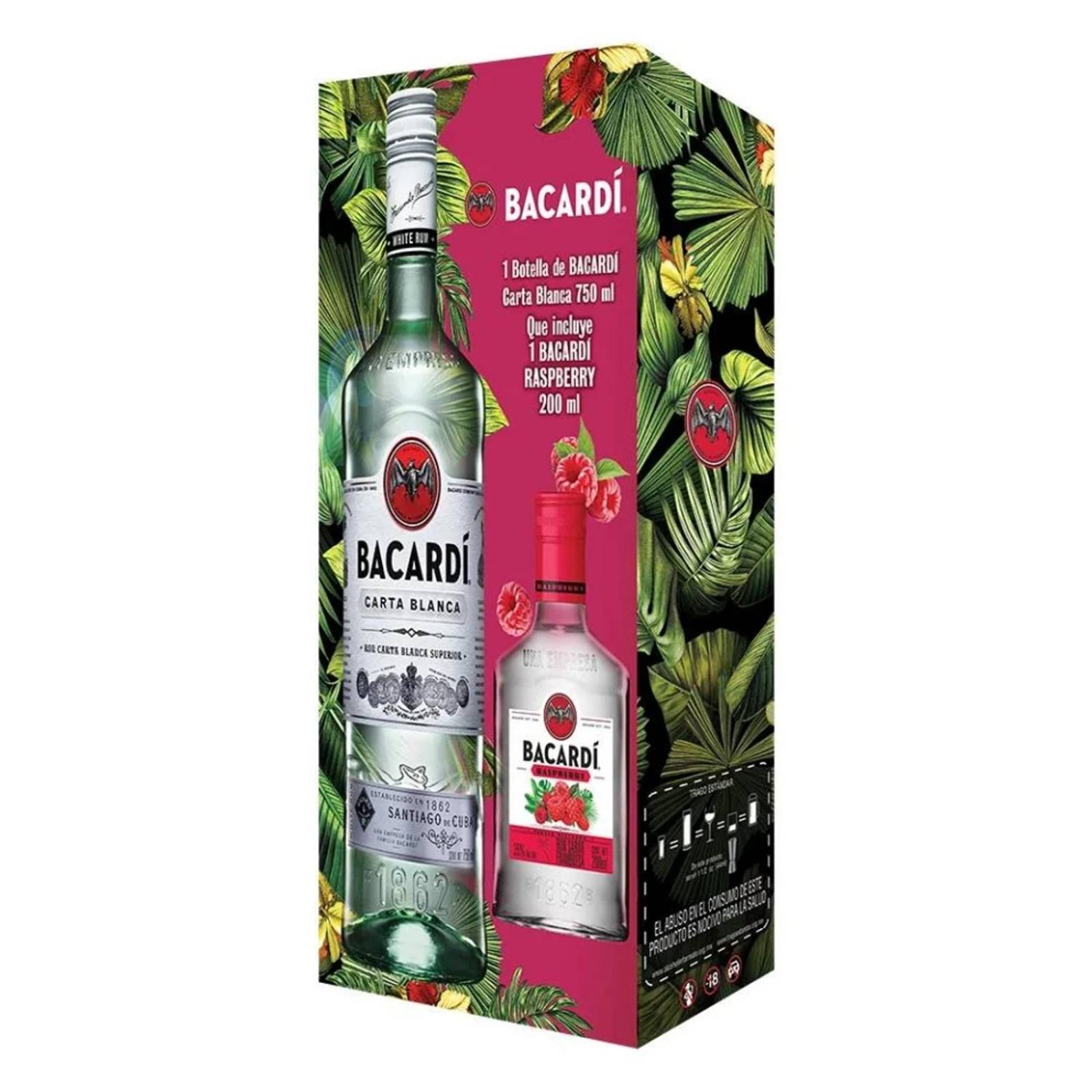 Ron Bacardí Carta Blanca 750 ml + Rasperri 200 ml 