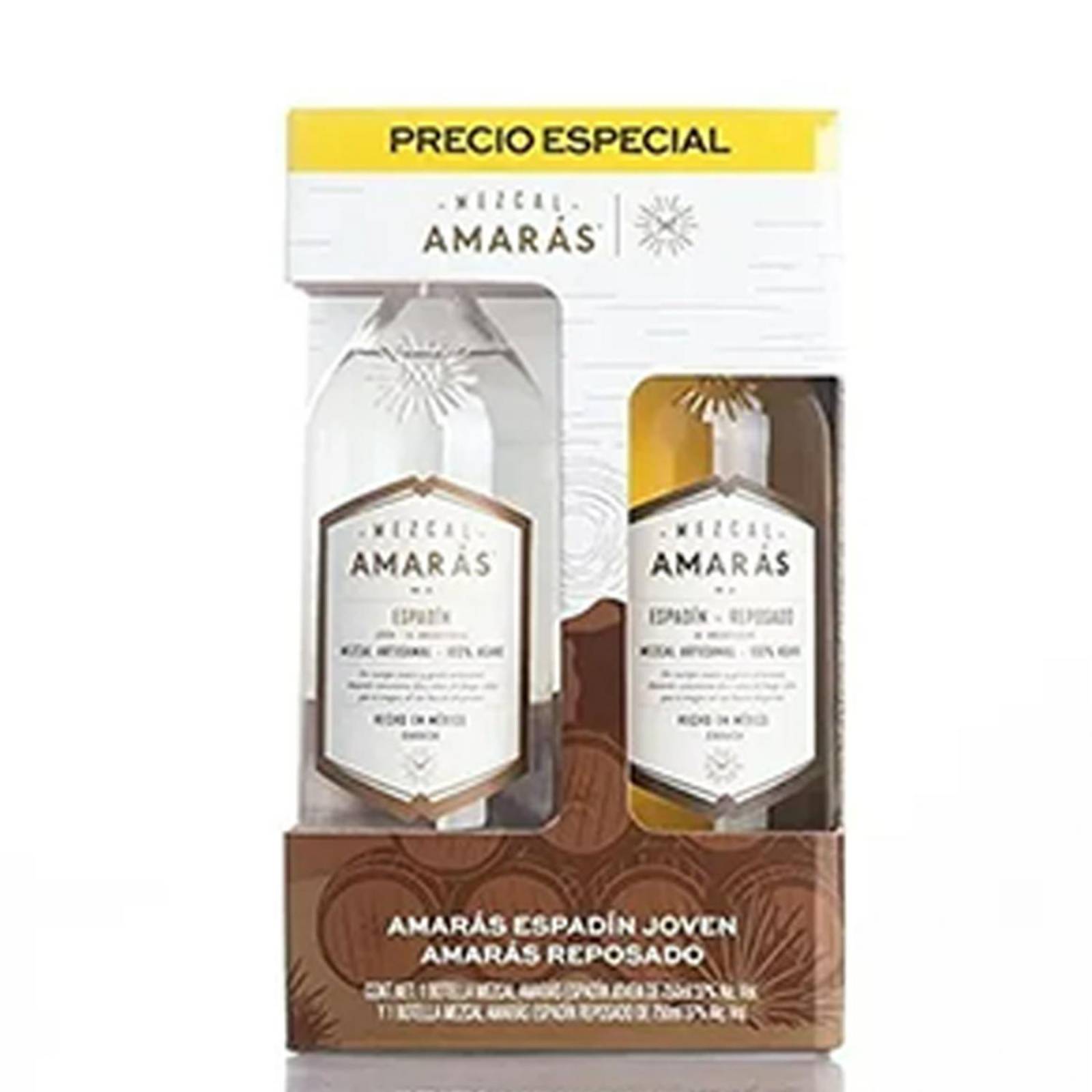 Mezcal Amaras Joven Espadin 750 ml + Reposado 750 ml 