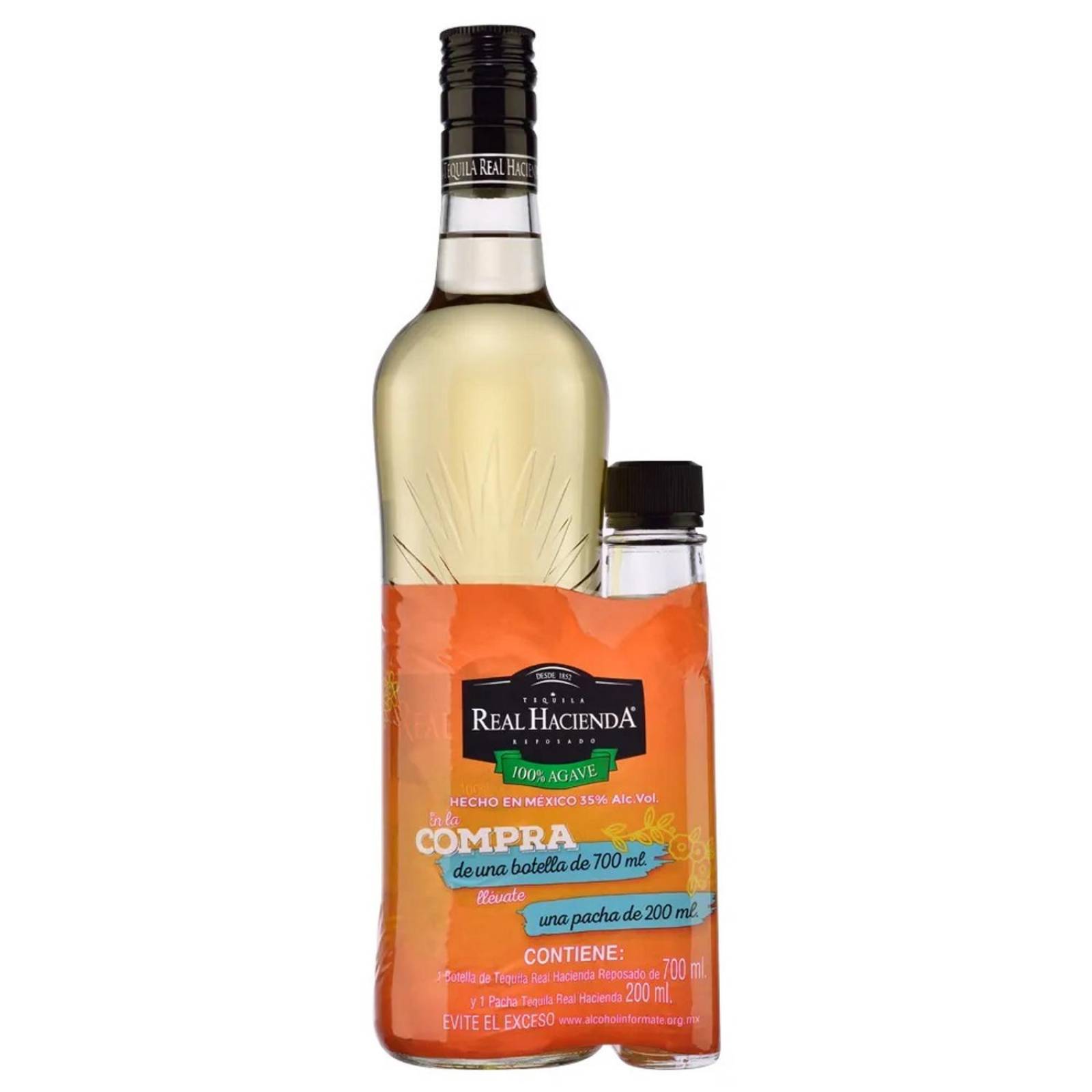 Tequila Real Hacienda Reposado 700 ml + 200 ml