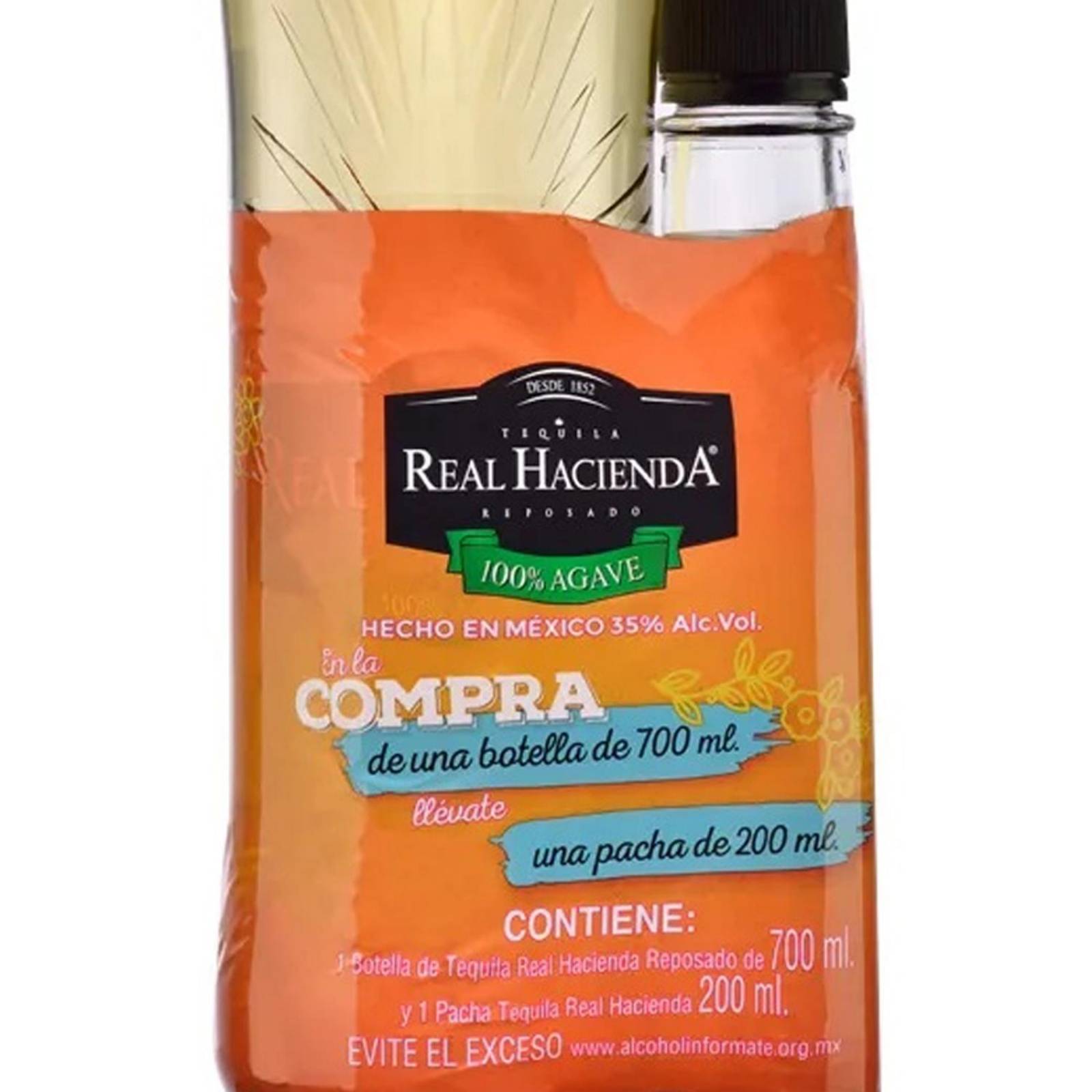 Tequila Real Hacienda Reposado 700 ml + 200 ml