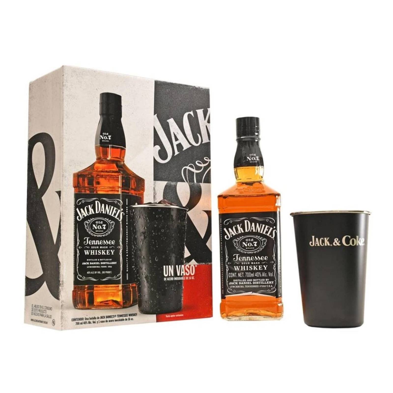 Whisky Jack Daniels 700 ml + Vaso Metálico 