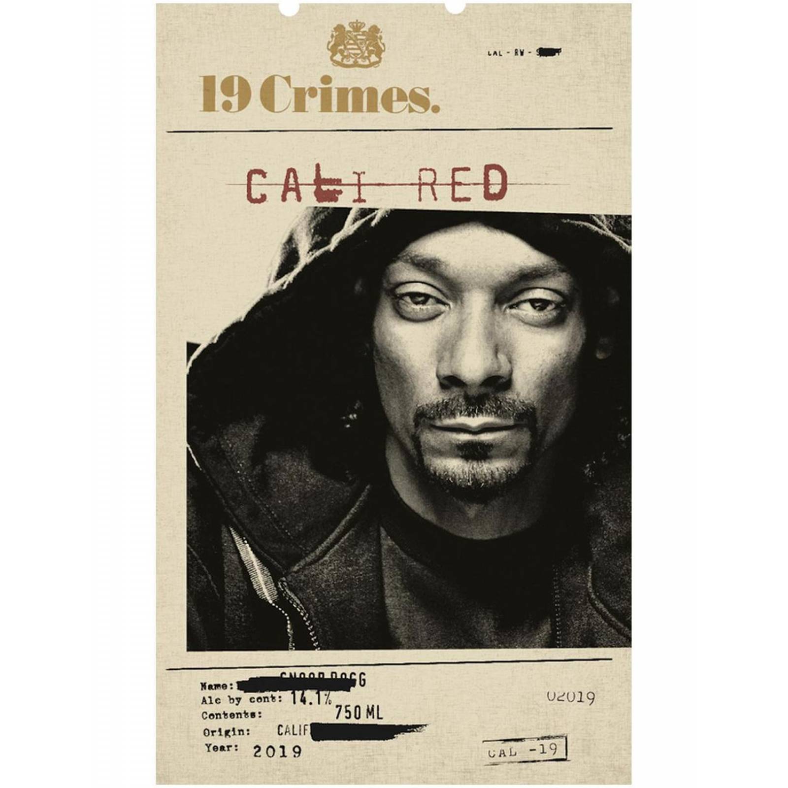 Vino Tinto 19 Crimes Snoop Dogg Cali Red 750 ml 