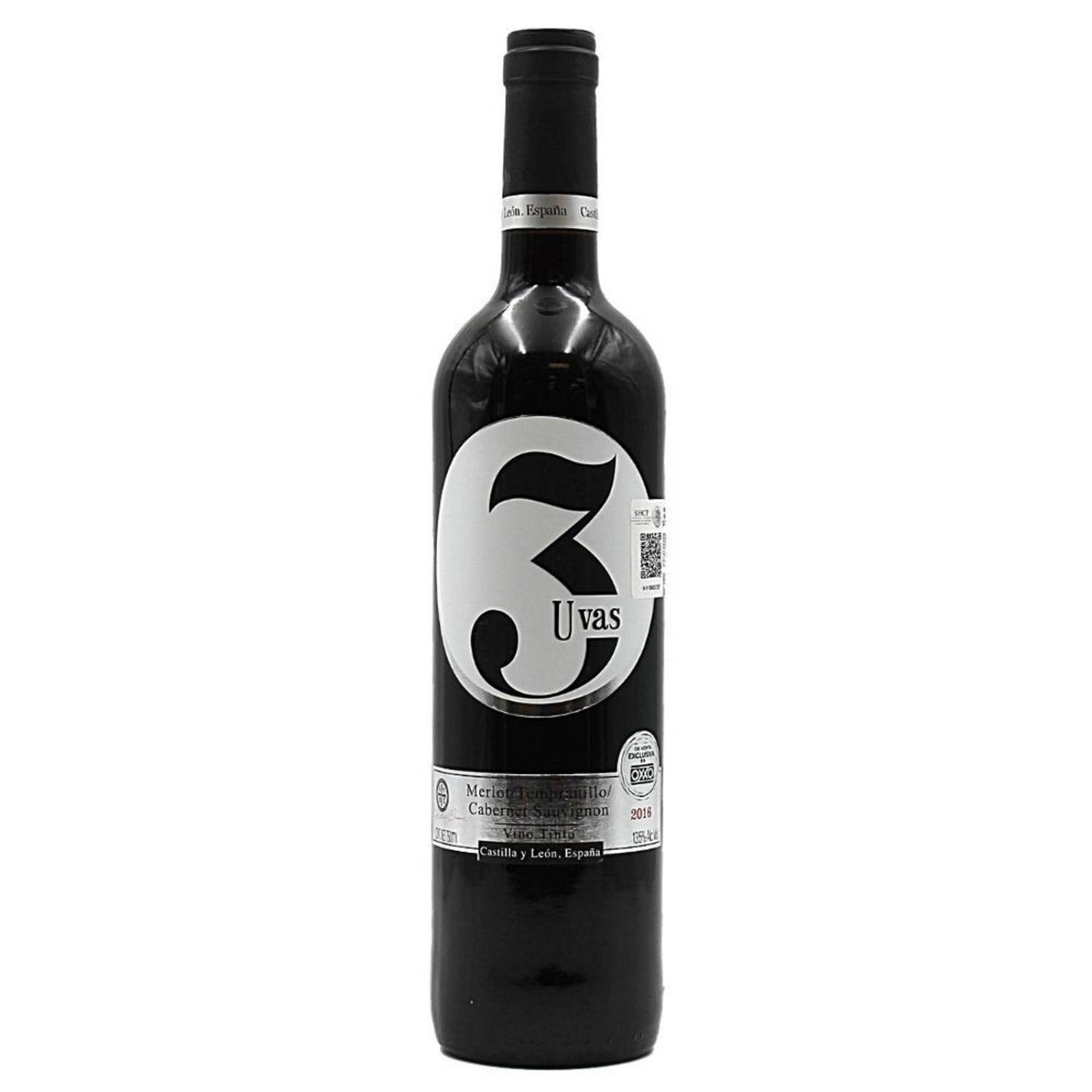 Vino Tinto 3 Uvas Merlot-Tempranillo-Cab Sauv 750 ml 