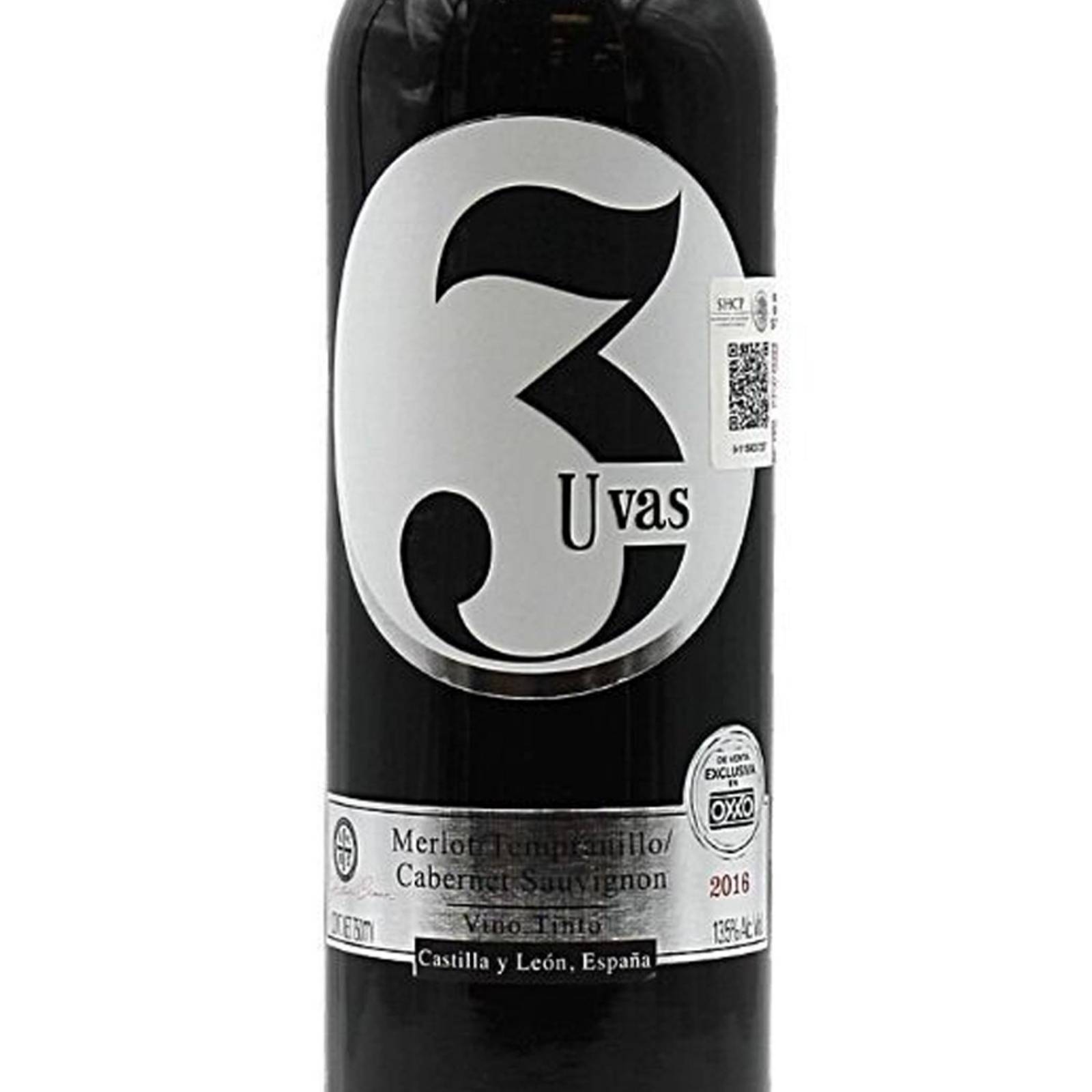 Vino Tinto 3 Uvas Merlot-Tempranillo-Cab Sauv 750 ml 