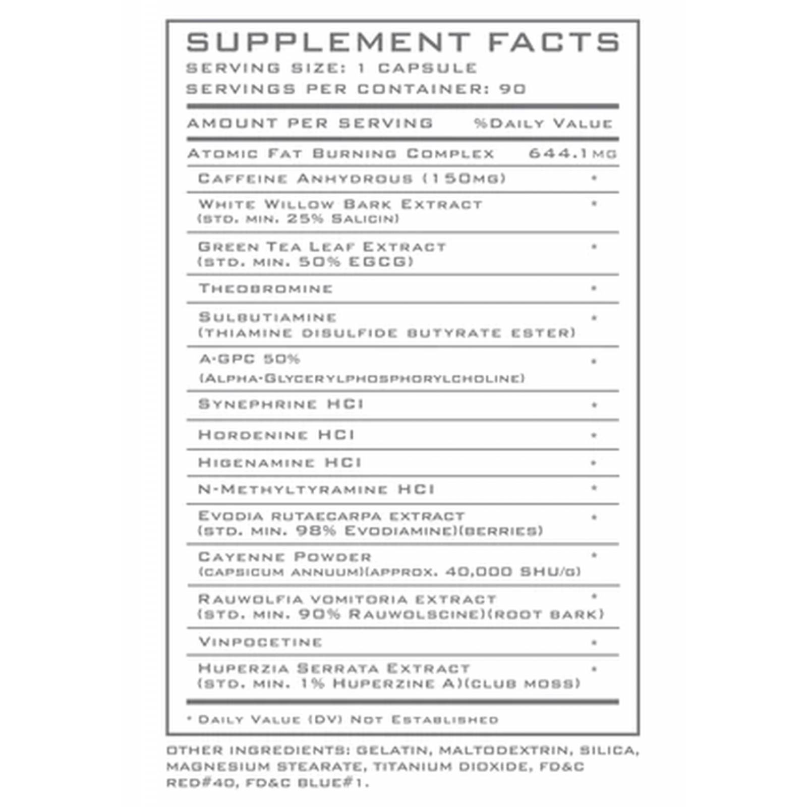 Pre entrenamiento ATOMIC STRENGTH NUTRITION Inferno 90 Cápsulas Termogénesis 