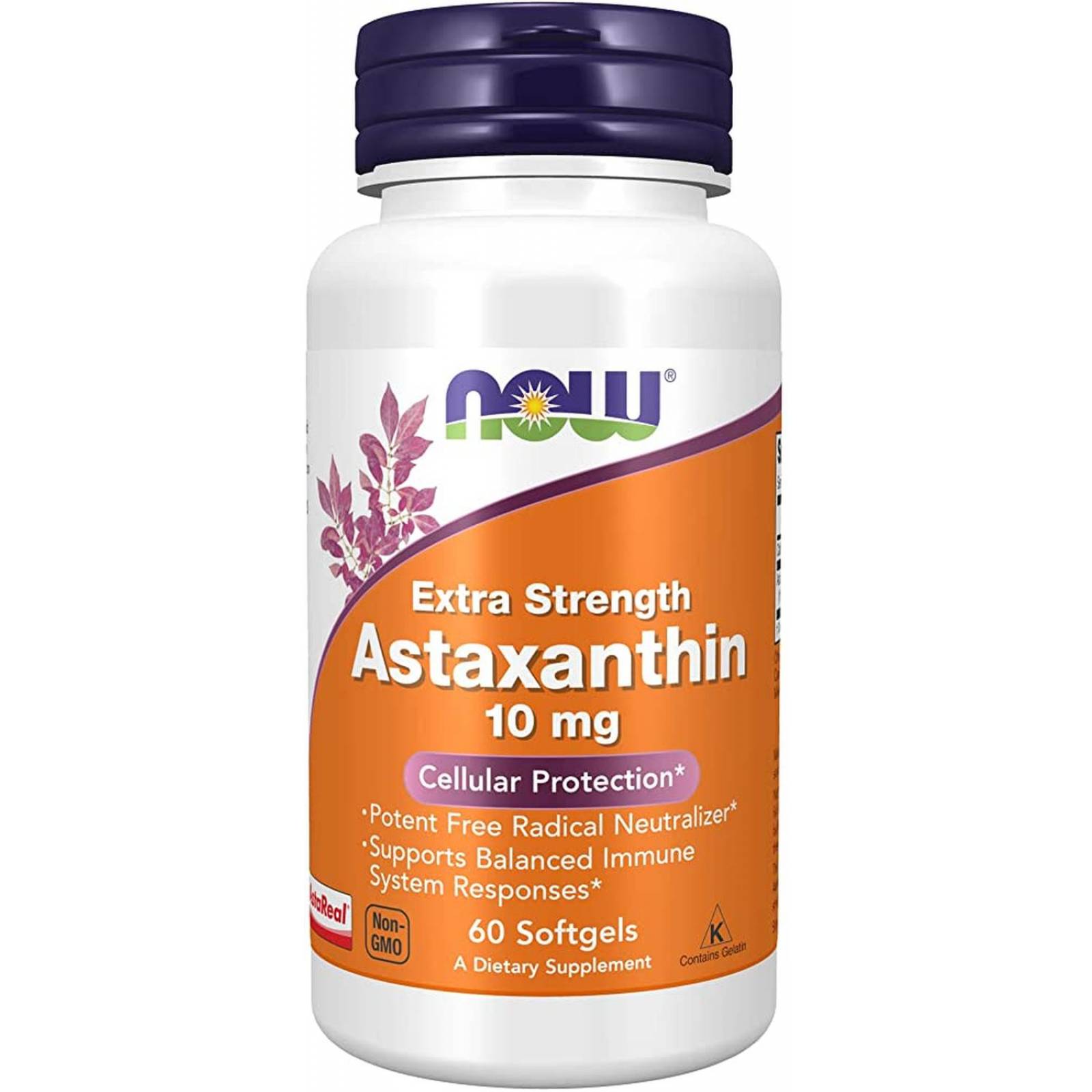 Astaxantina NOW Astaxanthin 10 mg 60 Softgels Antioxidante 