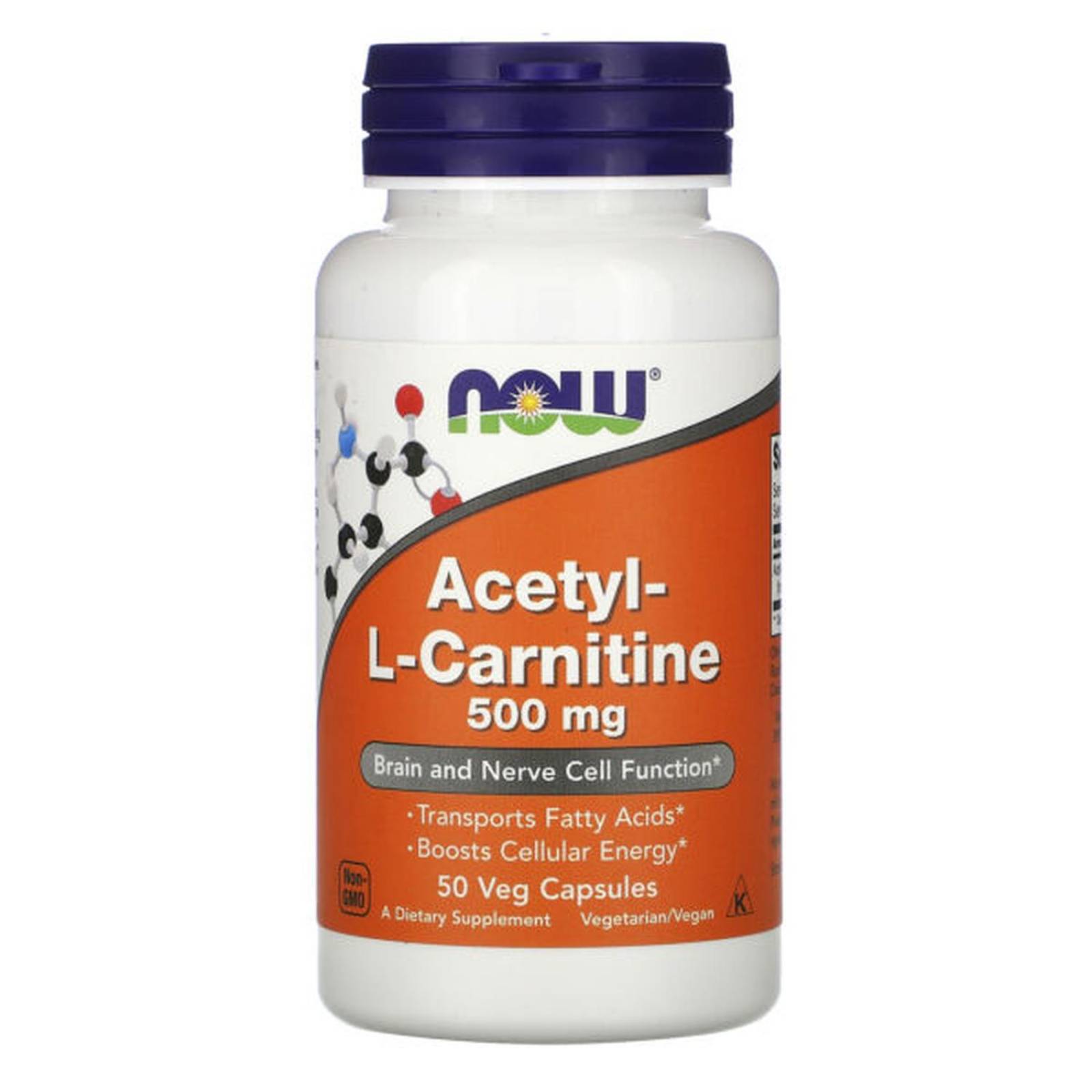 Carnitina Now Acetil L-Carnitina 500 mg 50 Cápsulas 