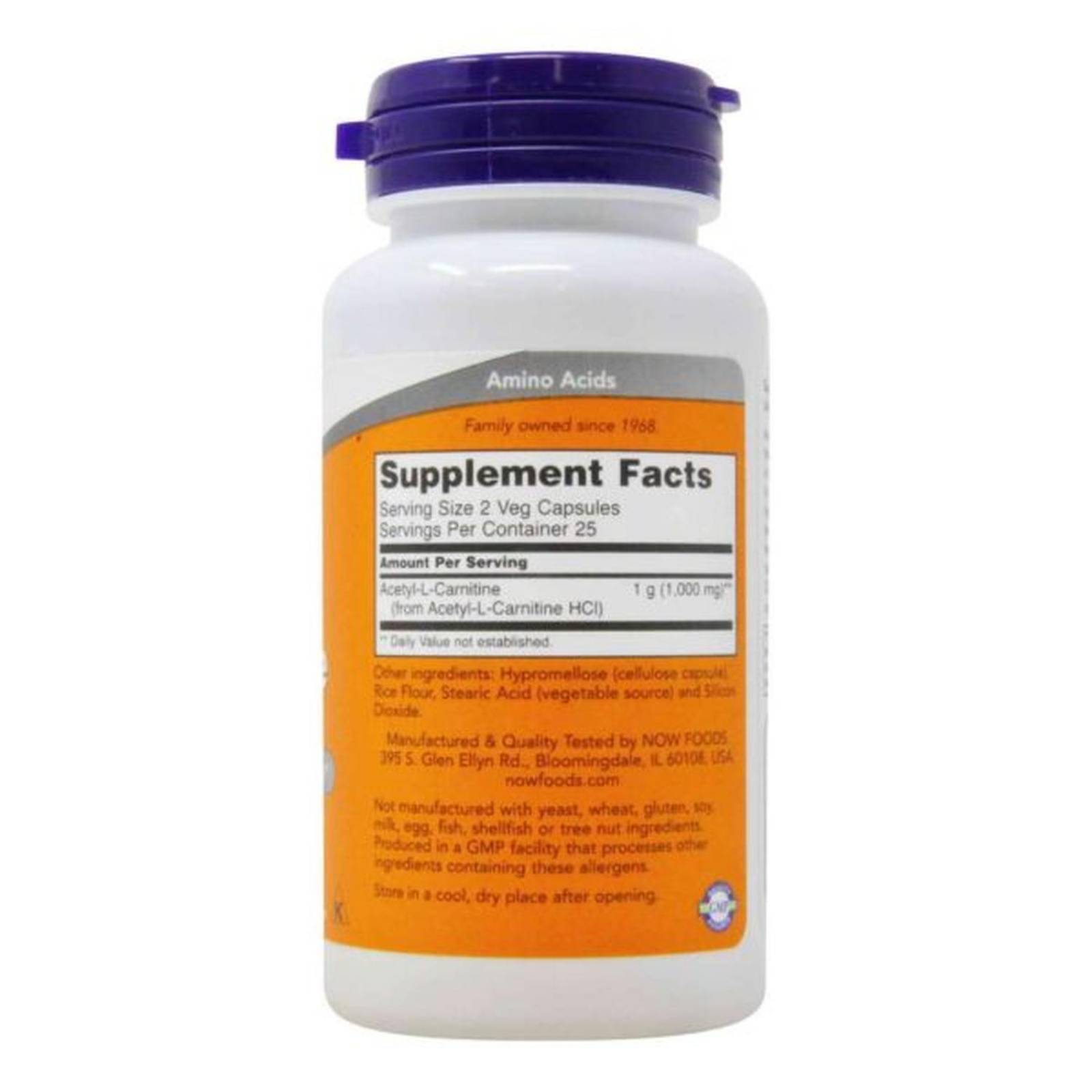 Carnitina Now Acetil L-Carnitina 500 mg 50 Cápsulas 