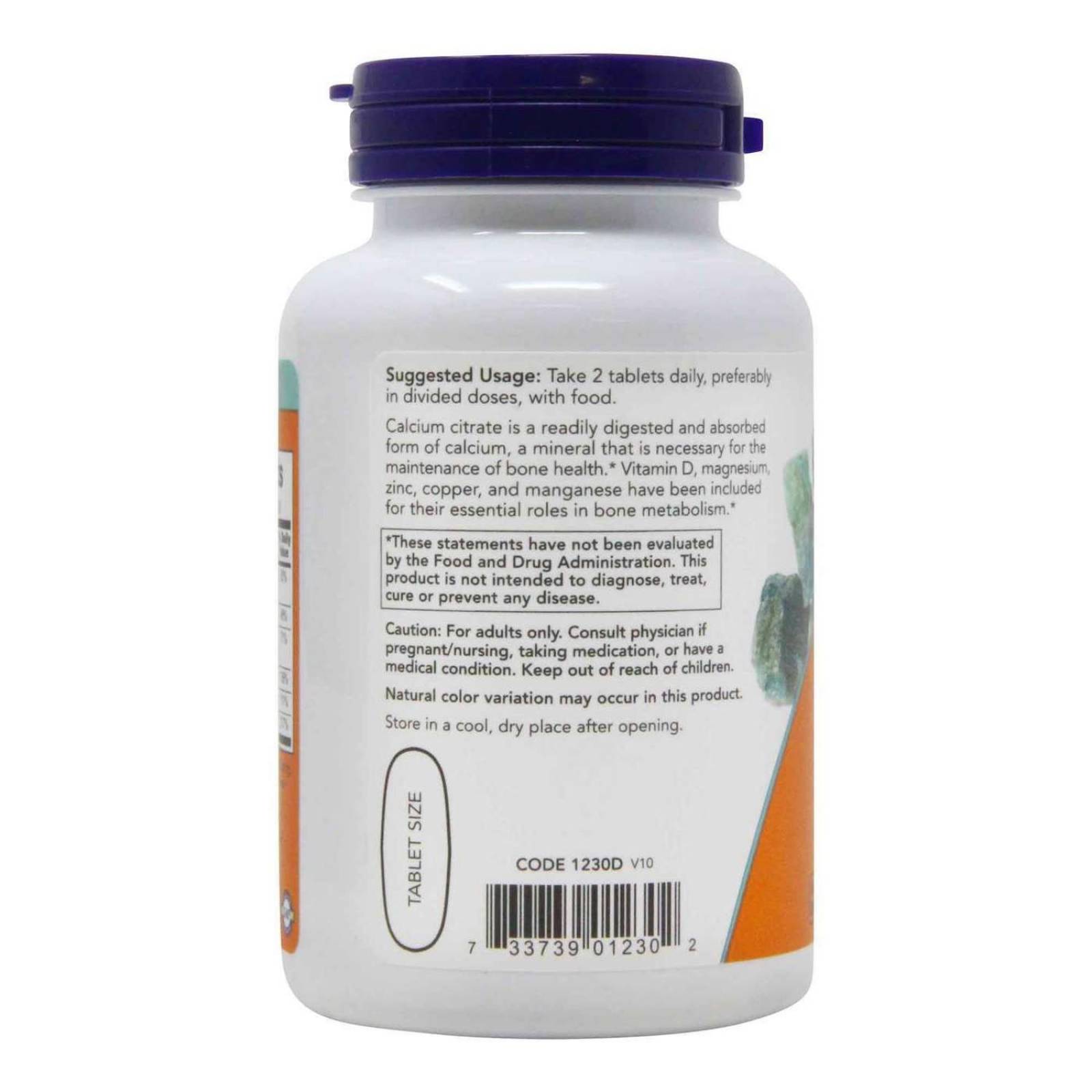 Citrato de calcio Now Calcium Citrate 100 Tabletas