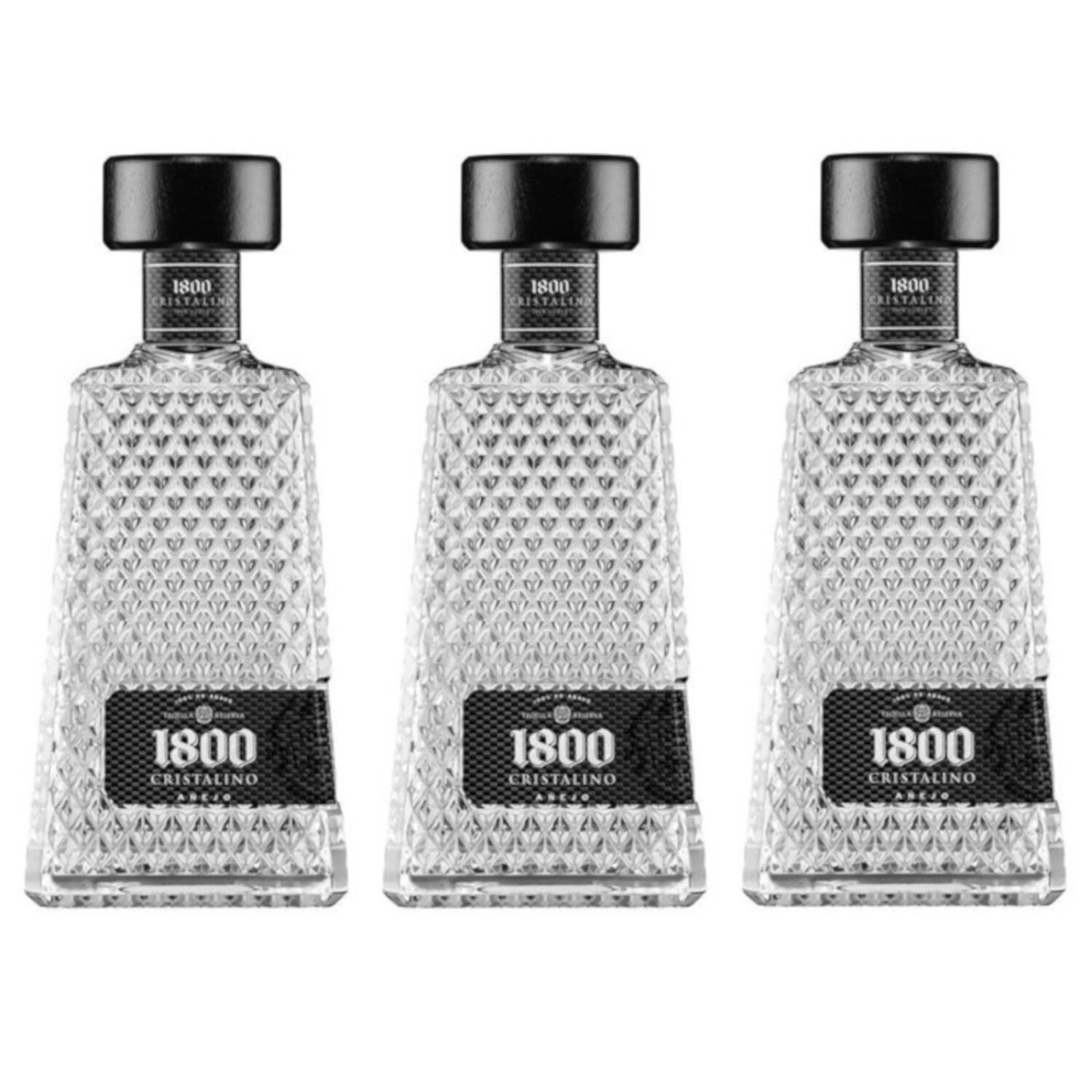 Paquete de 3 Tequila 1800 Añejo Cristalino 700 ml 