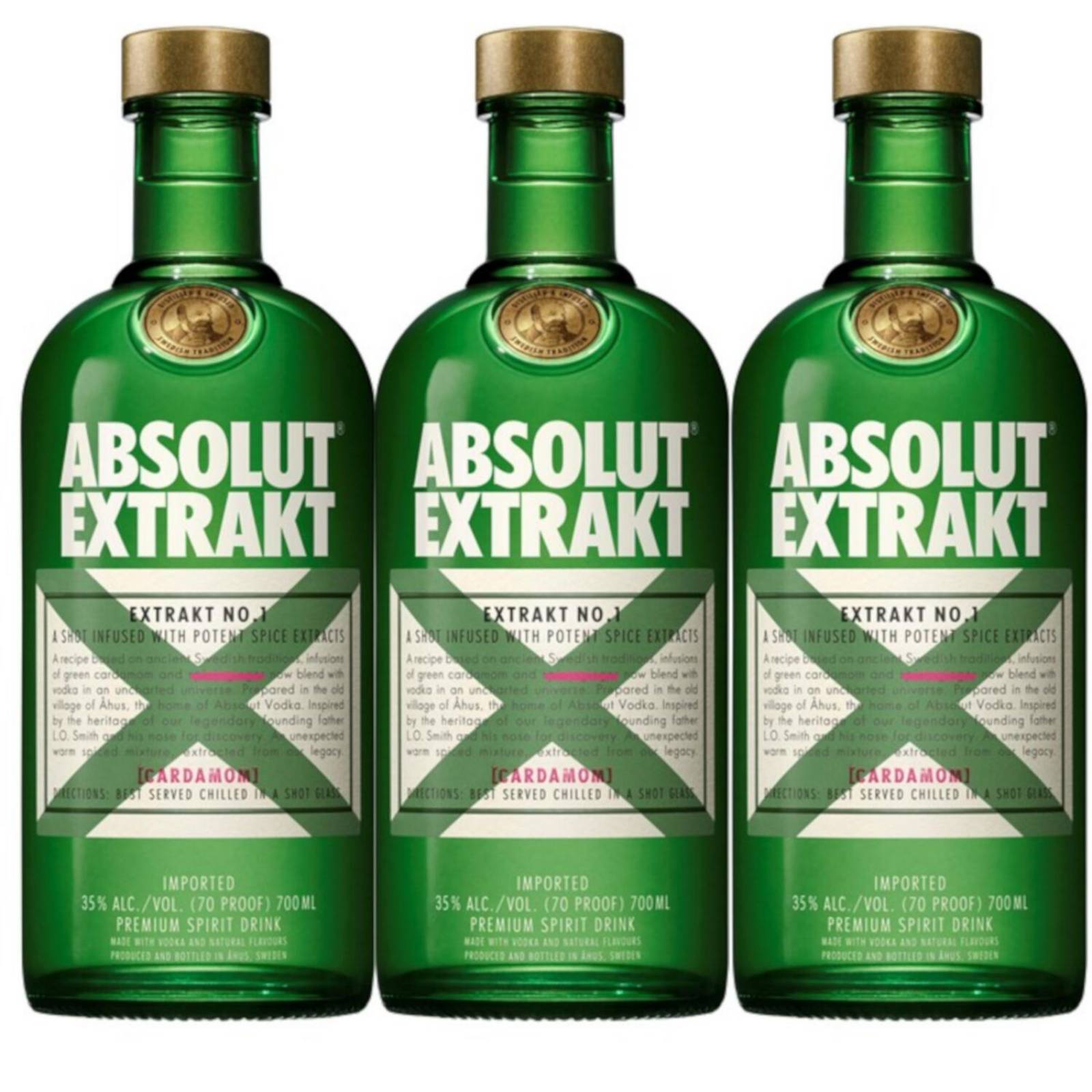 Paquete de 3 Vodka Absolut Extrakt 700 ml 