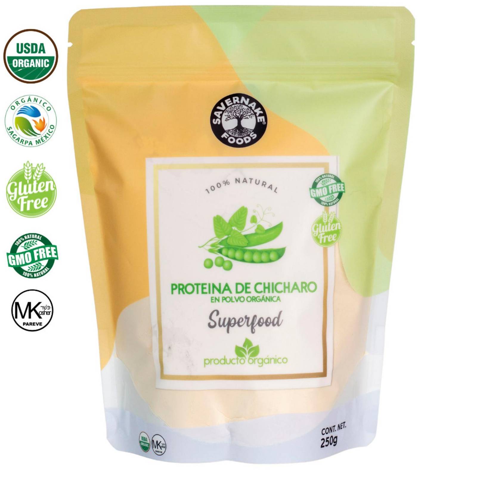 Proteína de Chícharo Orgánica en polvo Savernake Foods Superfoods 250g 