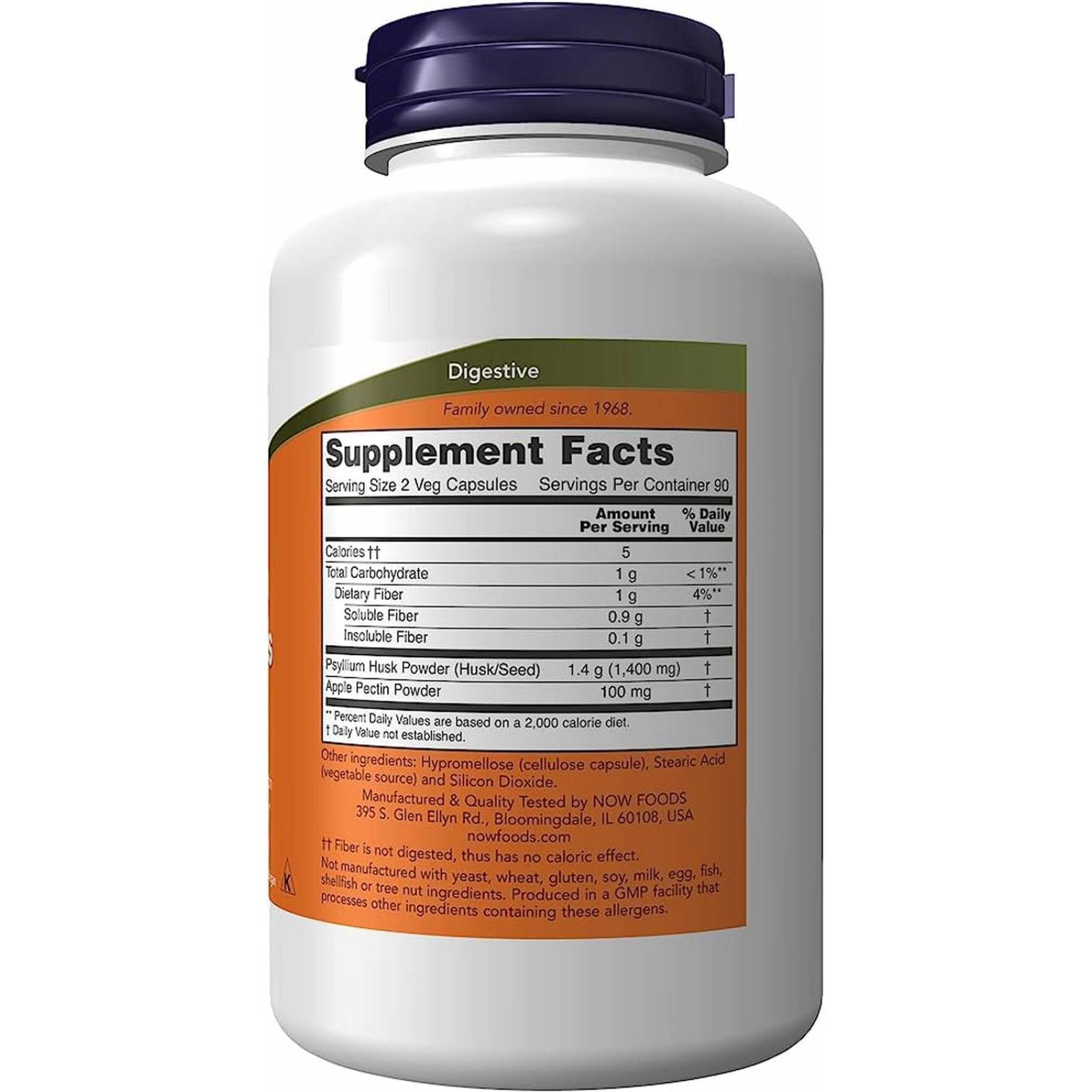 Plántago psyllium NOW Psyllium Husk 700 mg 180 cápsulas 