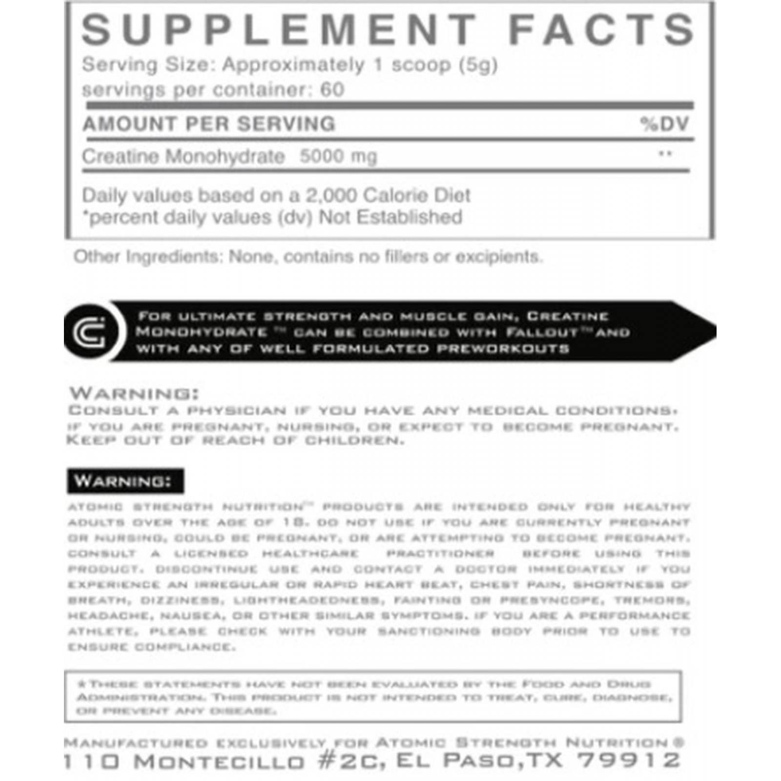 Creatina Atomic Strength Creatina monohidratada 300gr 