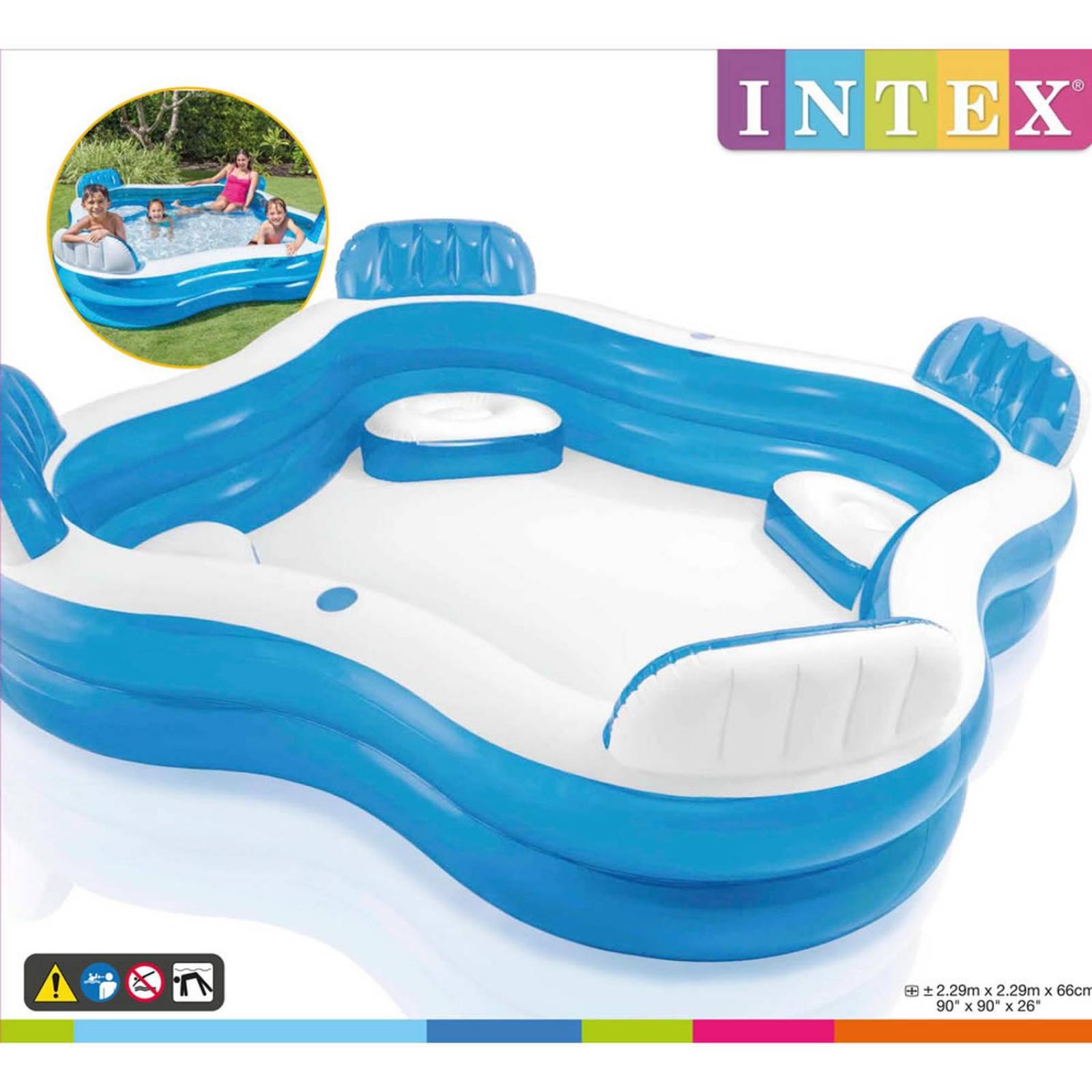 Alberca Inflable Swim Center Cuadrangular con Asientos INTEX 