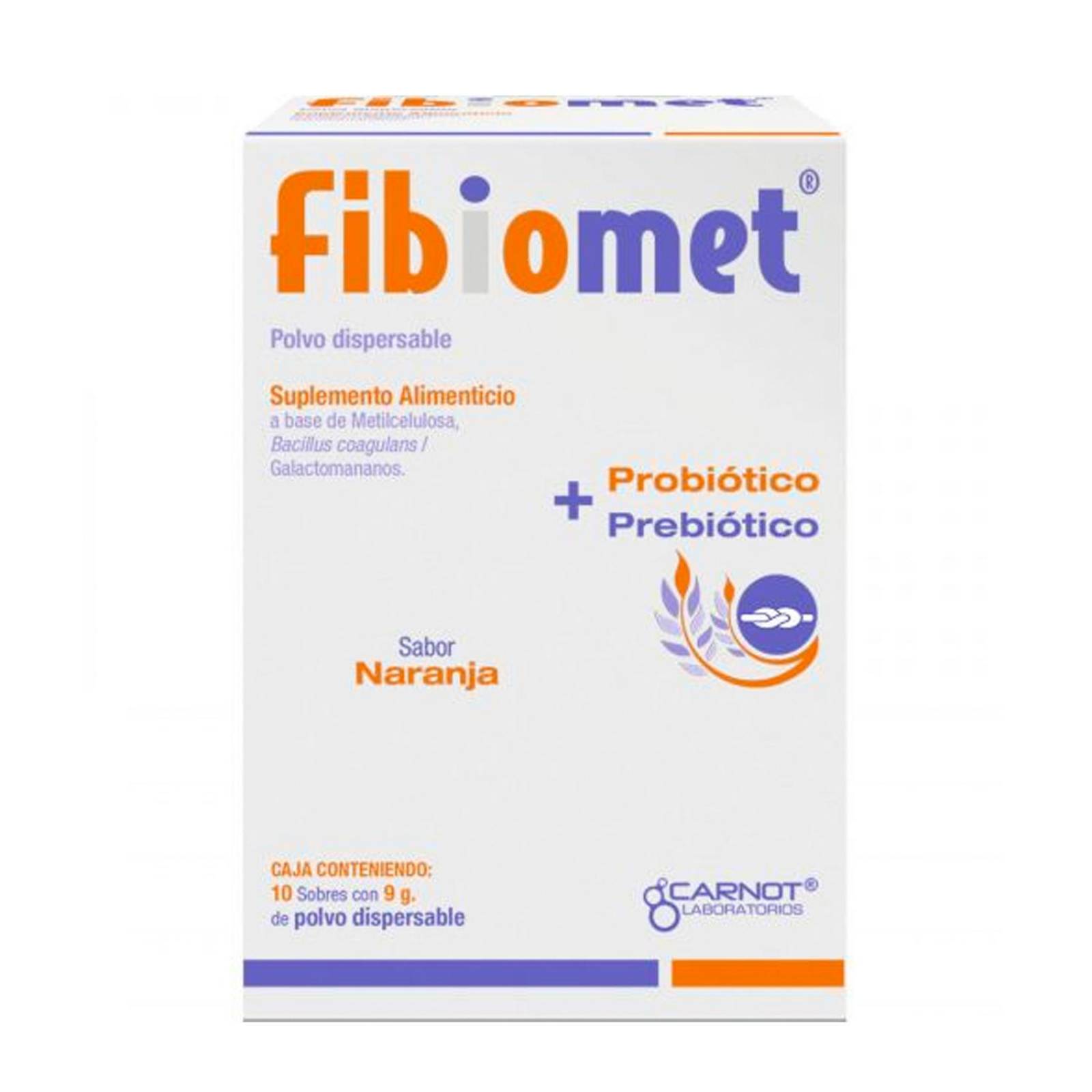 Suplemento Alimenticio Fibiomet Naranja 10 sobres de 9 gr