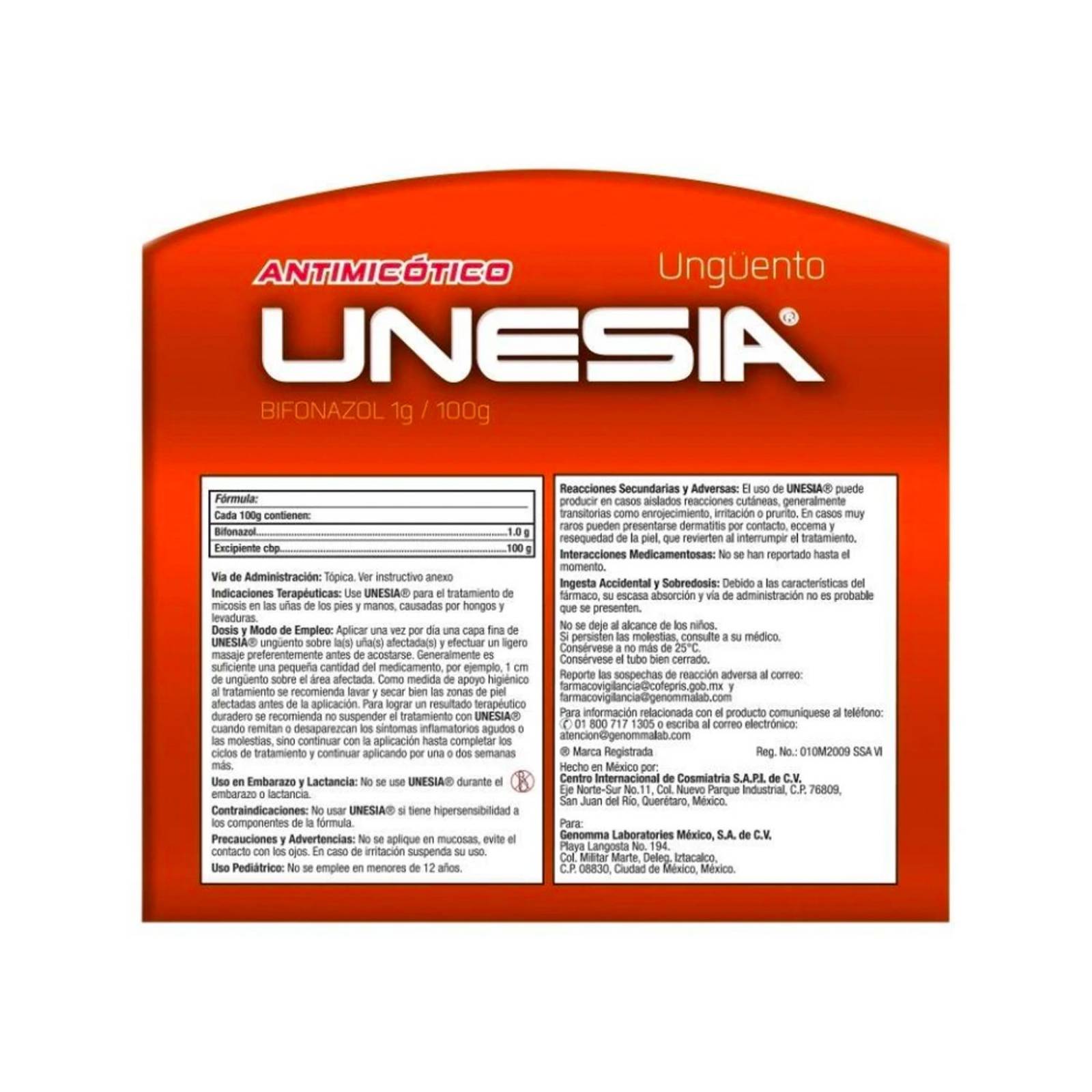 Ungüento Unesia Bifonazol 1% Antimicótico 20 gr