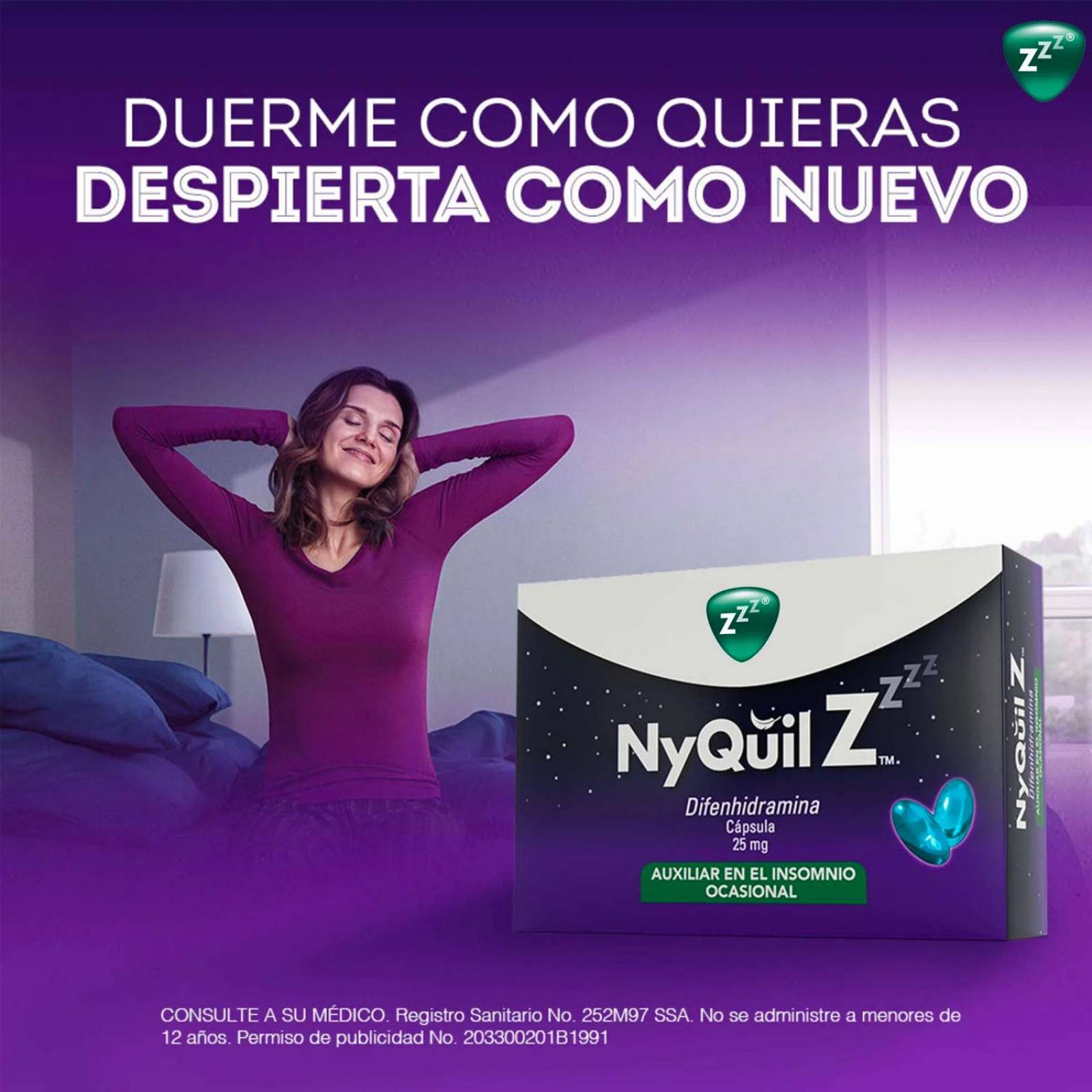 Difenhidramina NyQuil Z 25 mg 30 Cápsulas 