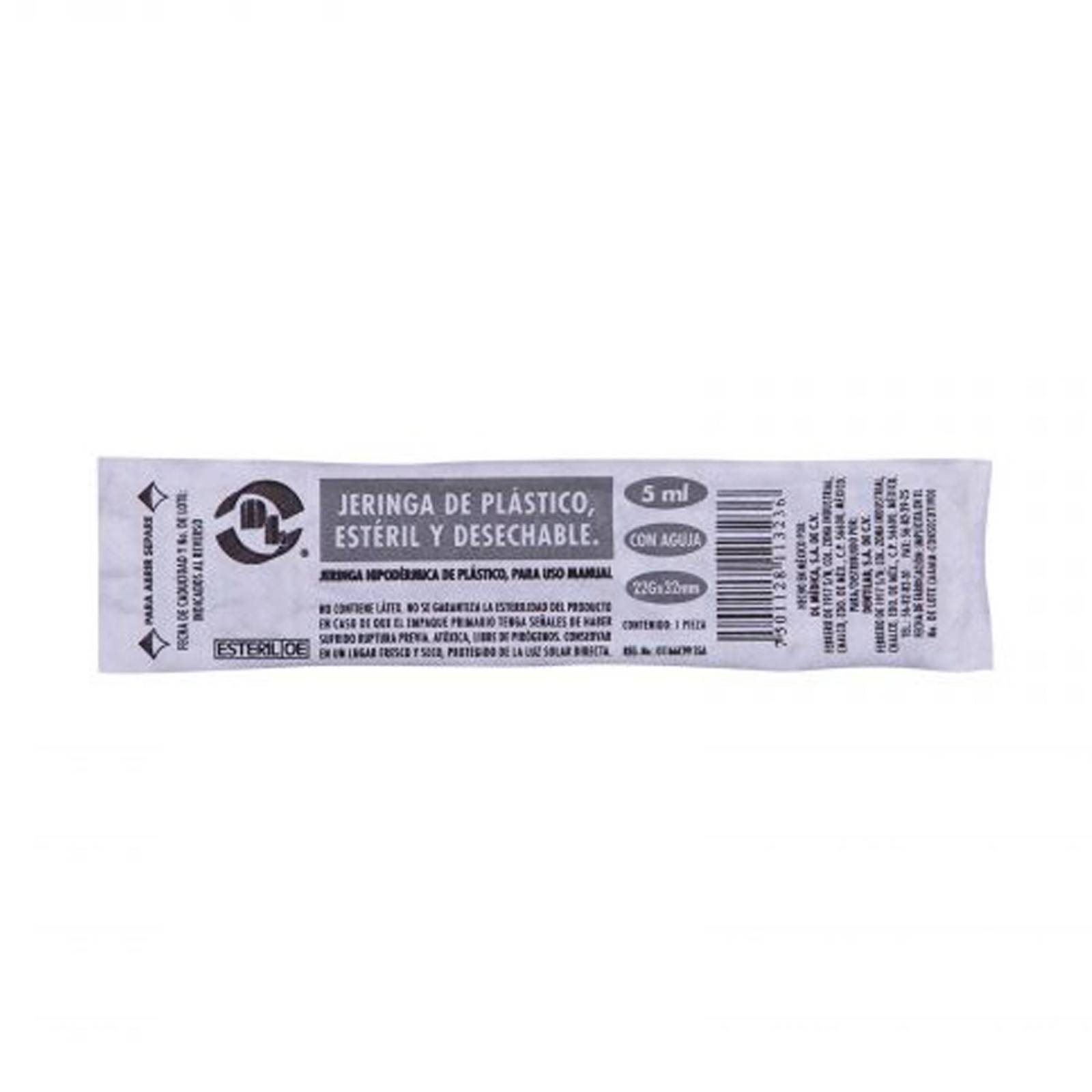 Jeringa DL 5ml 22Gx32mm 1 pieza